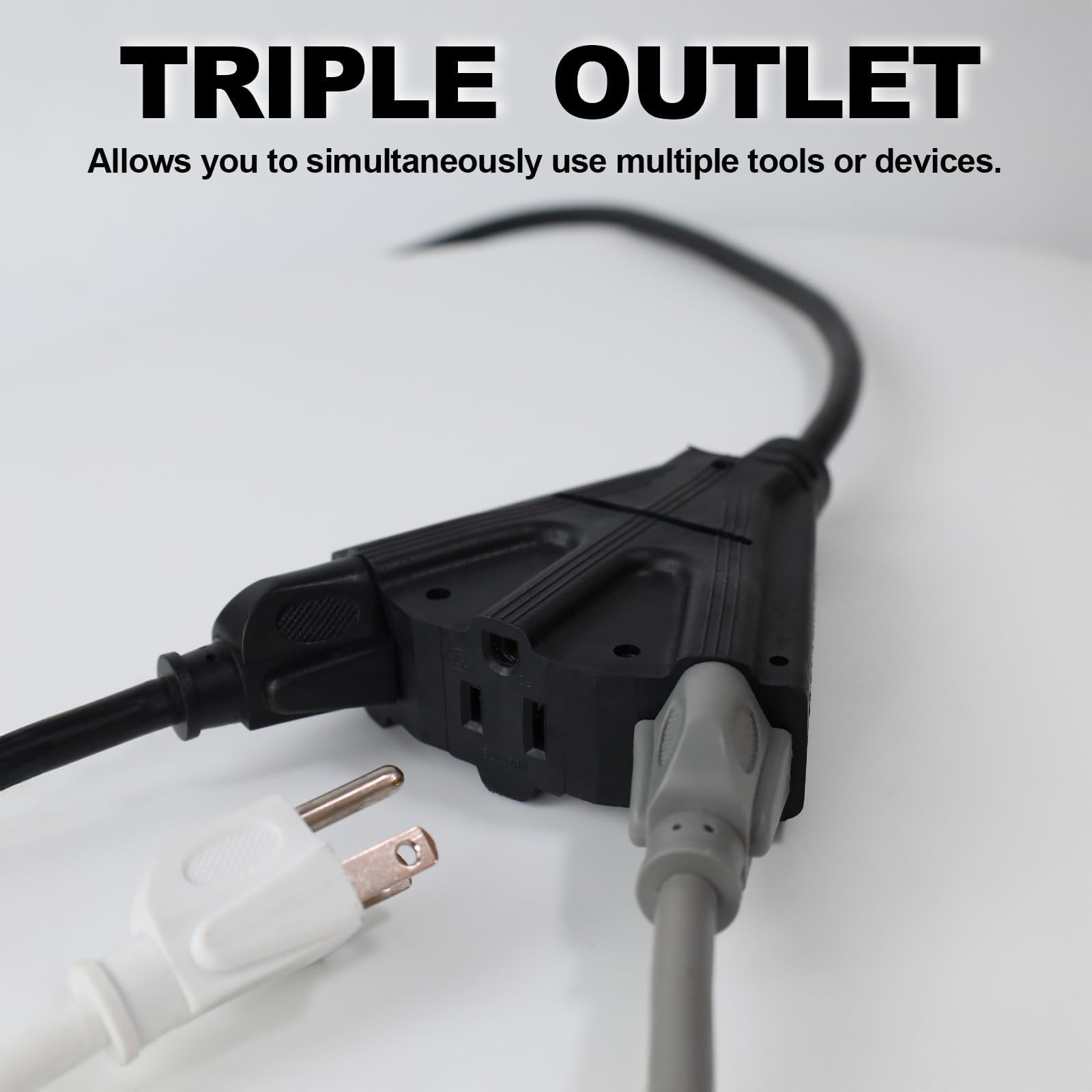 Ep 2 Pack 10 Ft Outdoor Extension Cord With 3 Electrical Power Outlets   16/3 Sjtw Black Cable With 3 Prong Grounded Plug For Sa