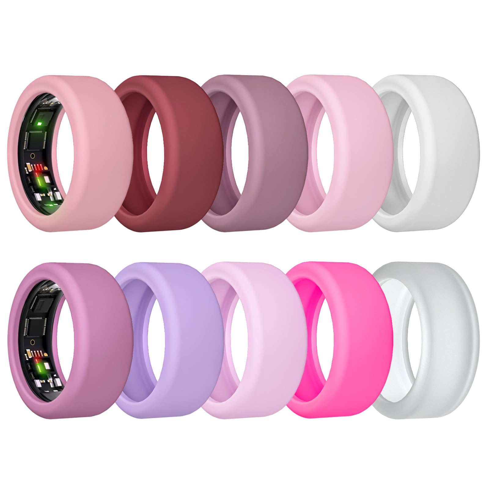 MAKCPOIMER 10Pack Ring Cover for ULTRAHUMAN Ring AIR, Elastic Silicone Ring Protector Working Out Accessories Men Women (All 10 