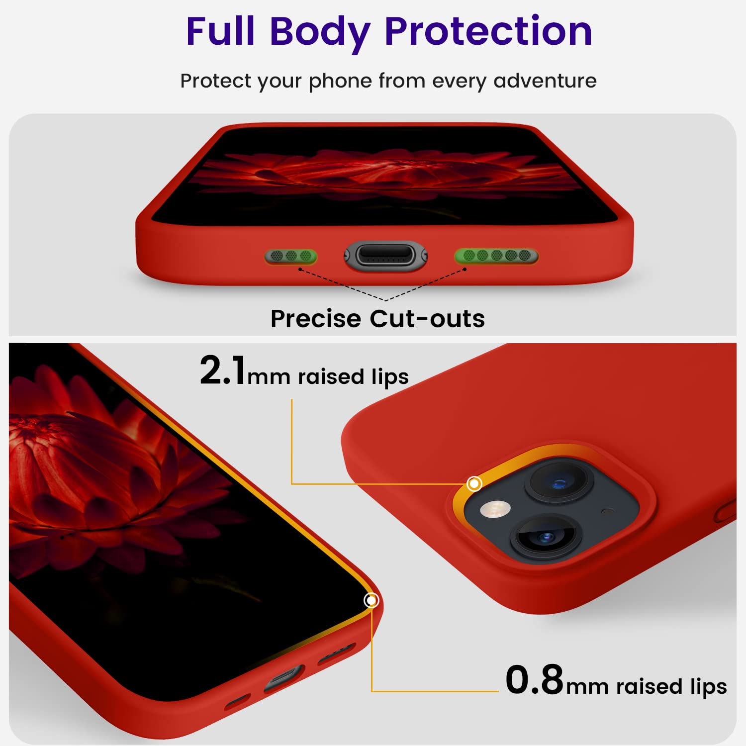 Otofly Designed For Iphone 14 Case, Silicone Shockproof Slim Thin Phone Case For Iphone 14 6.1 Inch (Red)