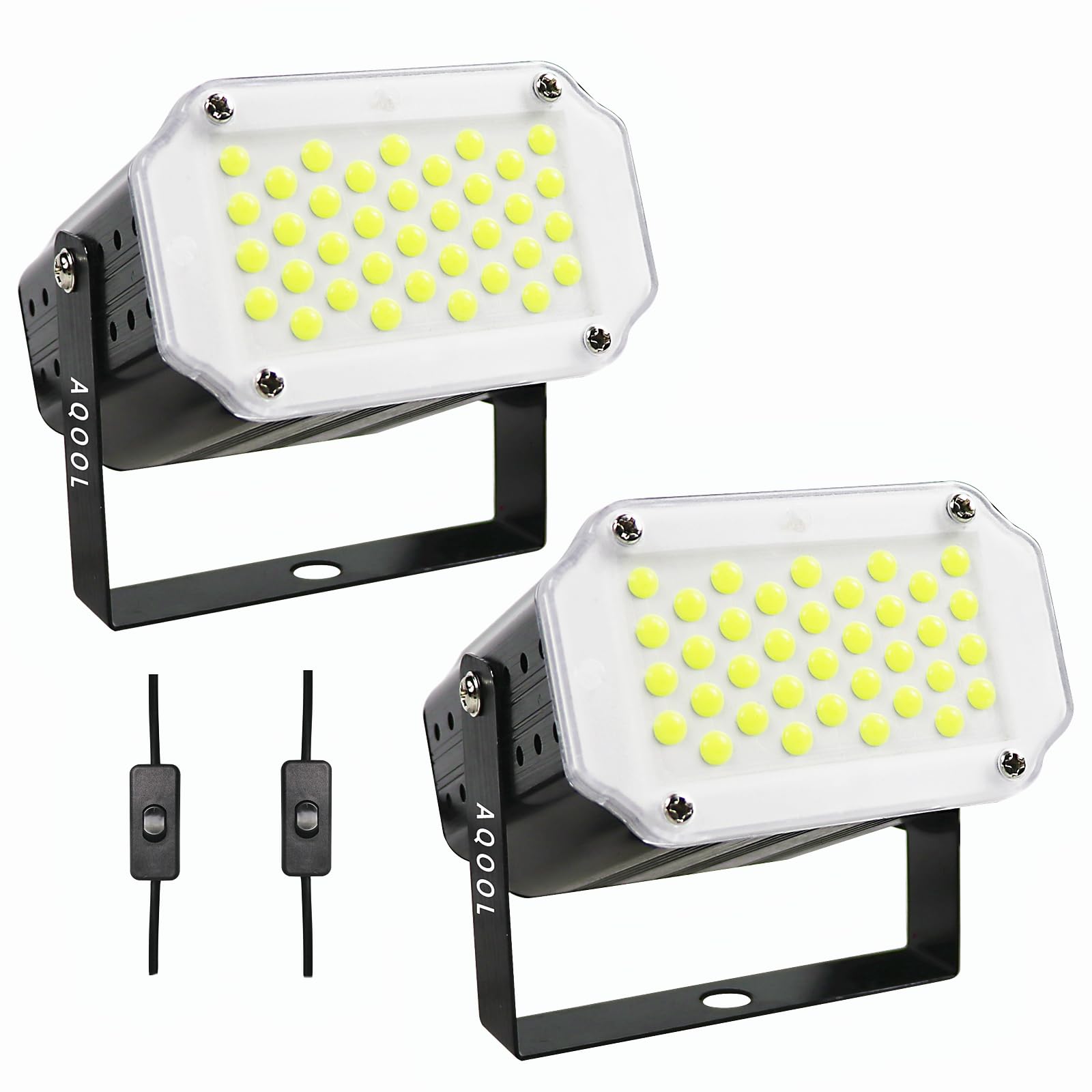 [2 Pack] Aqool White Strobe Lights, Super Bright 36 Led Mini Strobe Light For Parties, Sound Activated & Speed Control Dj Stage
