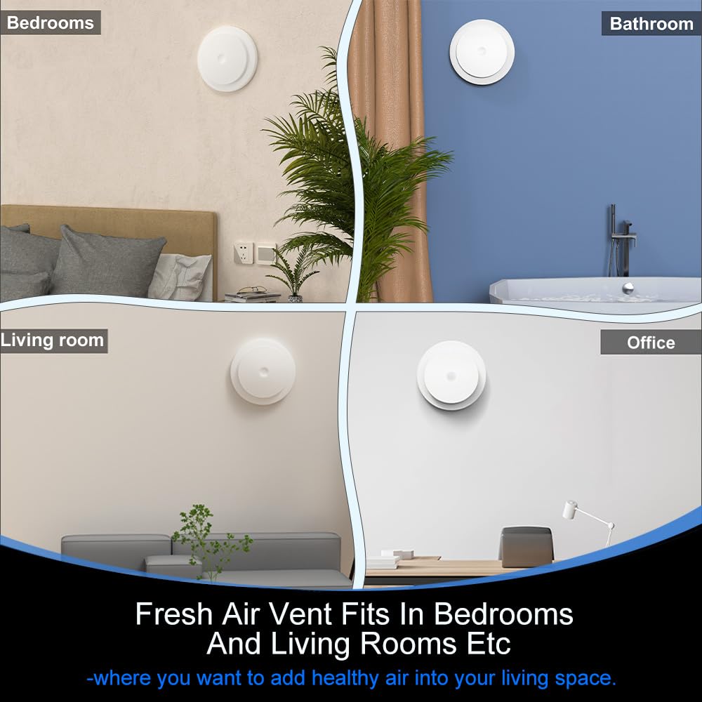 Weiworld Passive Air Vent 4Inch For Fresh Air Environment Energy Efficient Fresh Air Intake Come With Aluminium Telescopic Duct,