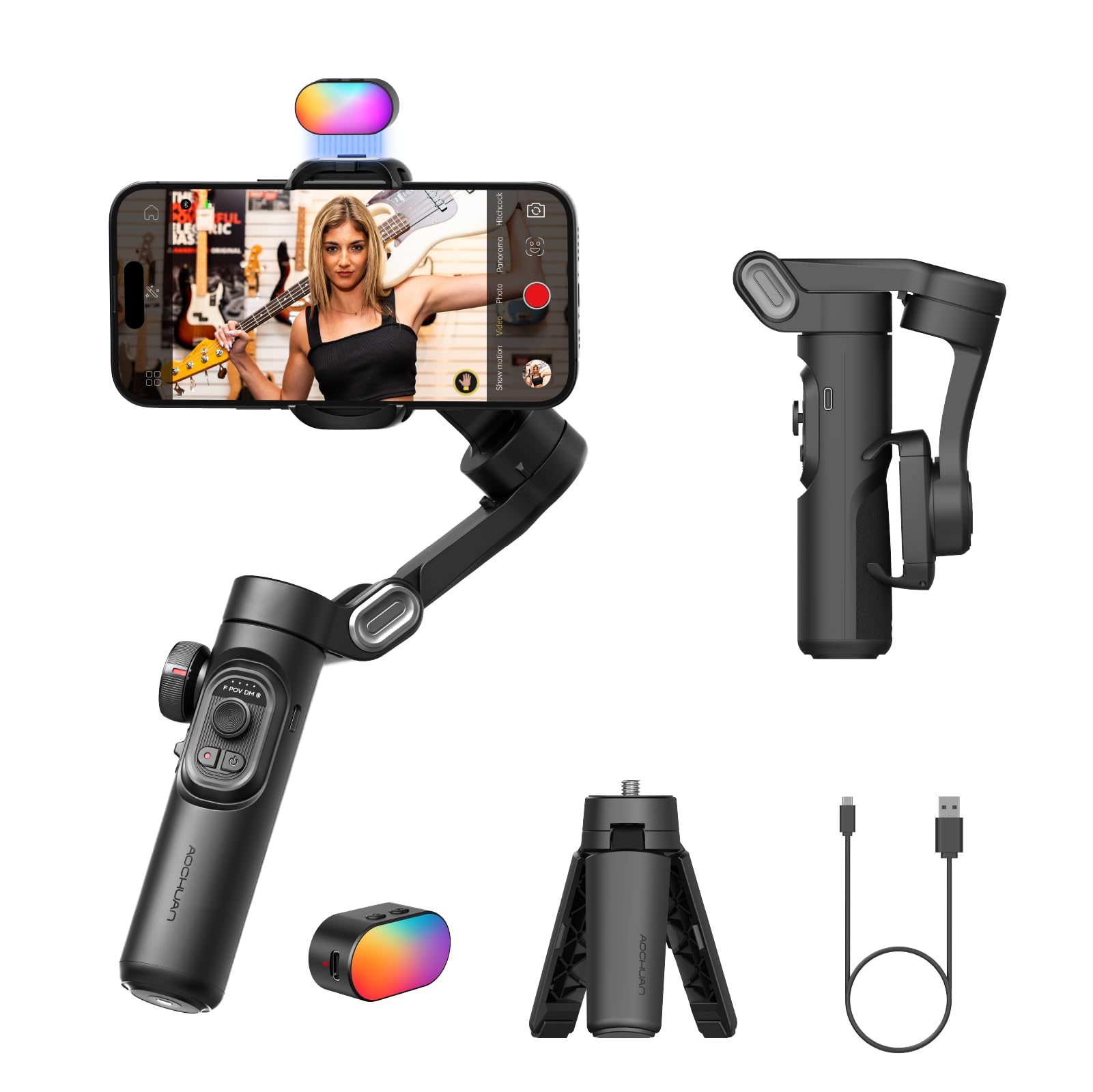 Gimbal Stabilizer Smartphone Iphone Video: Iphone Stabilizer Gimbal Smartphone Foldable 3 Axis Handheld Portable Android Gimbal