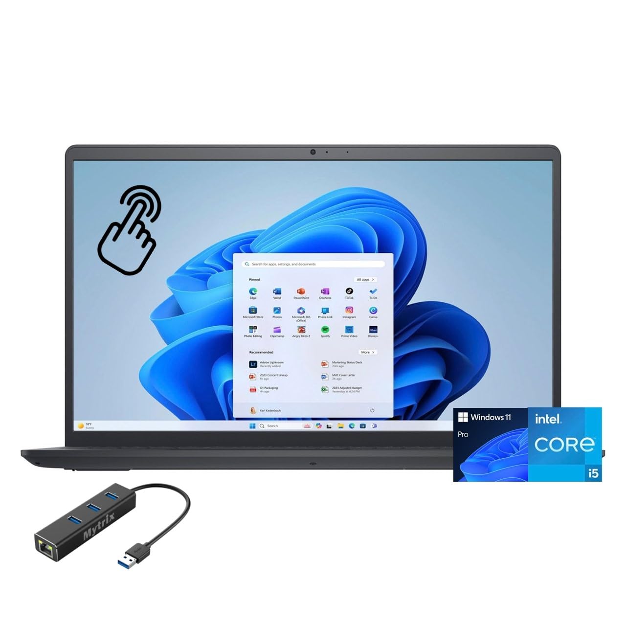 Dell Inspiron 15 Touchscreen Laptop, 15.6 FHD Narrow Border, 12th Gen Intel Core i5-1235U, 16GB RAM, 512GB PCIe SSD, Keypad, Web