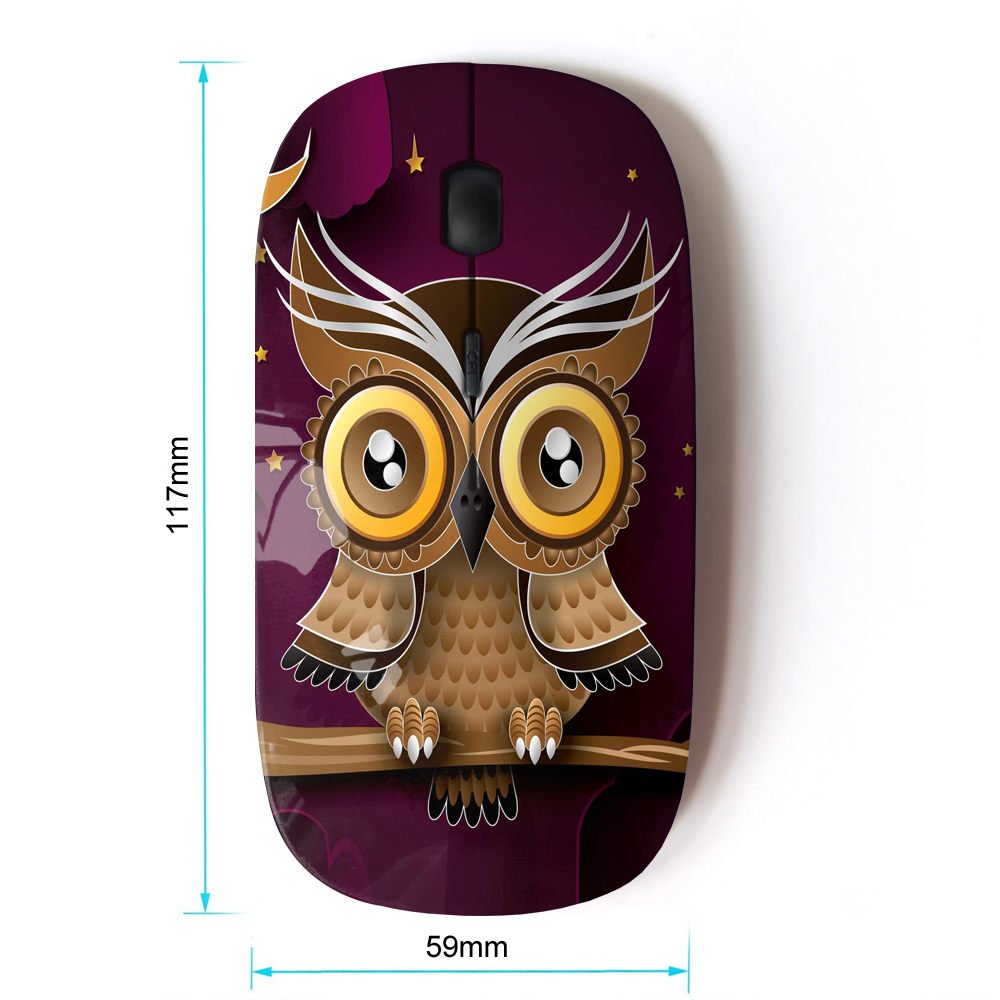 Koolmouse [ Optical 2.4G Wireless Mouse [ Owl Purple Smart Design Minimalist Modern ]