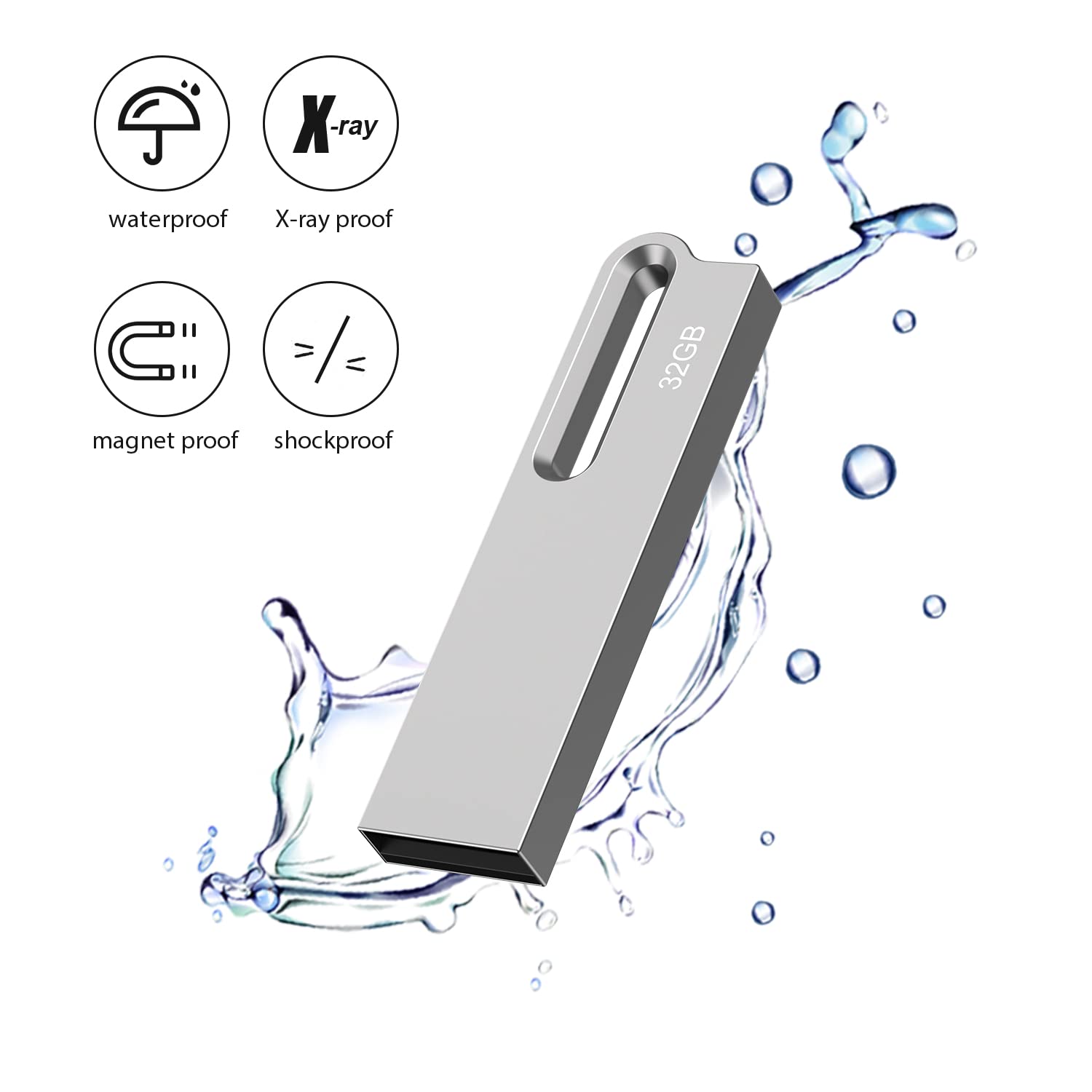 Aiibe 32Gb Metal Usb Flash Drive 10 Pack 32Gb Flash Drive Bulk 32Gb Thumb Drive Usb Drive Usb 2.0 Memory Stick Waterproof Usb Jump Drive 32Gb Zip Drives With Keychain, Silver