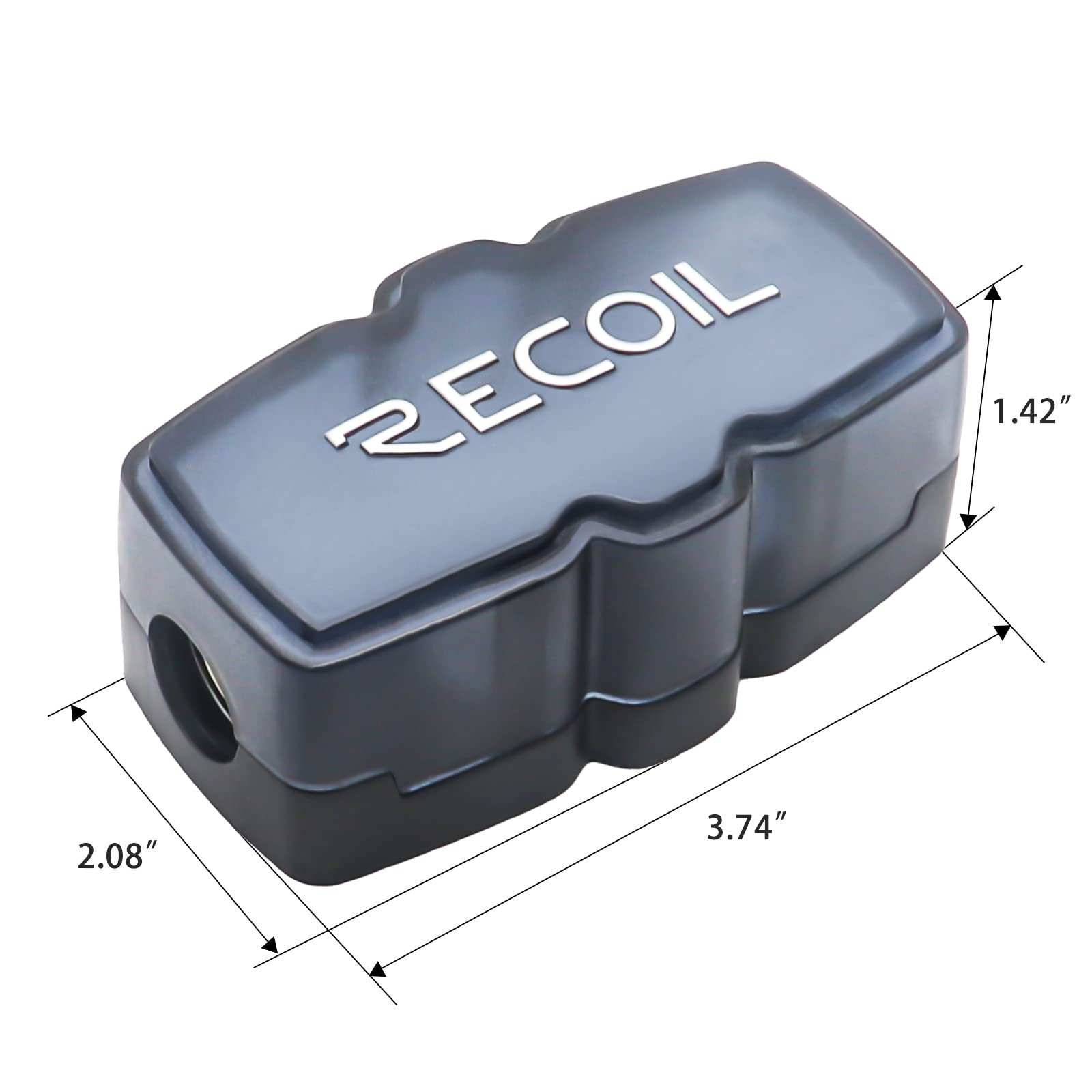 Recoil Mfh12 2 Way Mini Anl Fused Distribution Block, 1 X 0/2/4 Gauge In / 2 X 4/8 Gauge Out Fused Distribution Block With 60A,