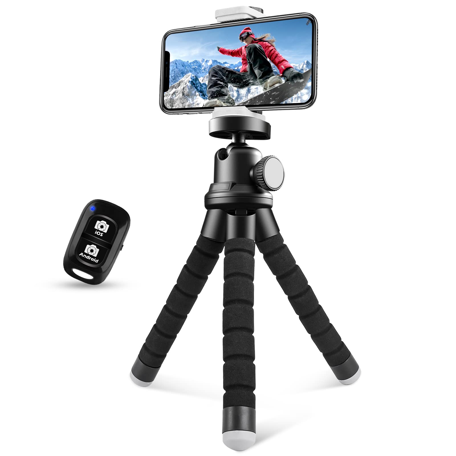 Sensyne Phone Tripod, Flexible Cell Phone Tripod With Phone Holder And Wireless Remote, Mini Travel Tripod Stand, Compatible Wit