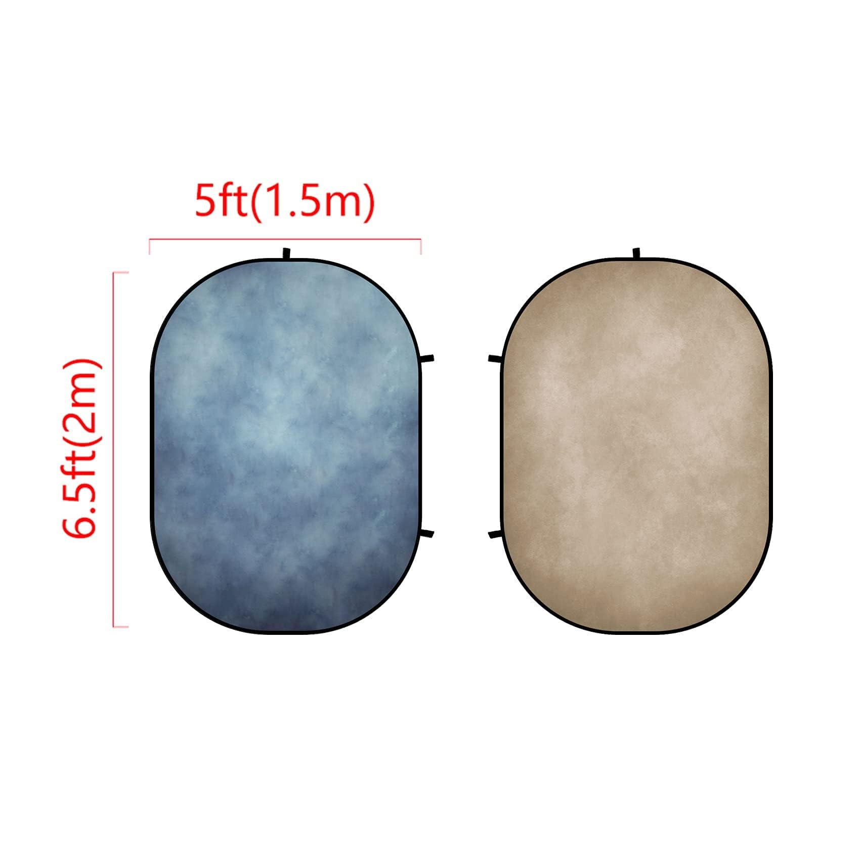 Kate 5X6.5Ft(1.5X2M) Tan Blue Collapsible Backdrop Double Sided Folding Backgrounds Pop Up Reversible Backdrops For Photo Video
