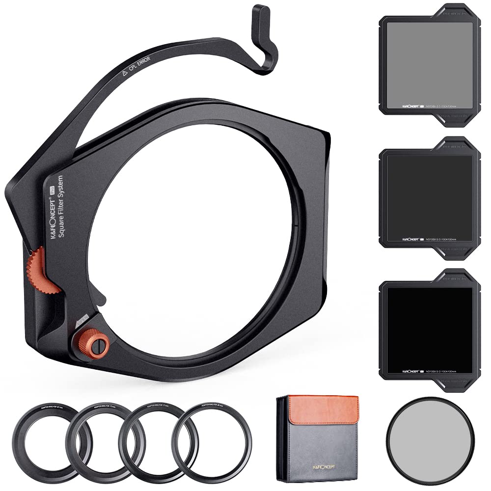 K&F Concept X Pro Square Filter Holder System Kit (Filter Holder + 95Mm Circular Polarizer + Square Nd1000 Filter + Nd8 + Nd64 +