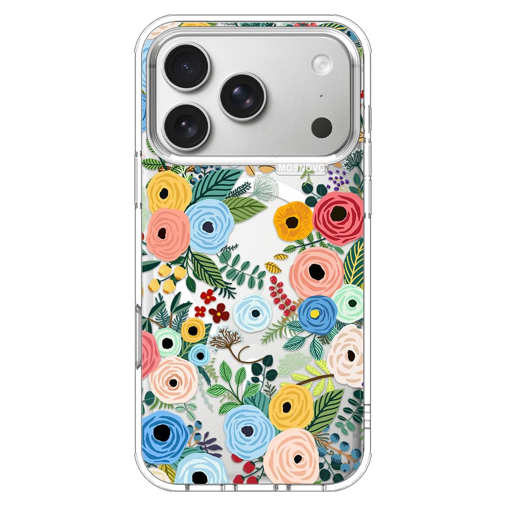 MOSNOVO for iPhone 17 Pro Case | Compatible with Magsafe | Military Grade 6.6ft Drop Tested | Camera Control | Clear with Pastel