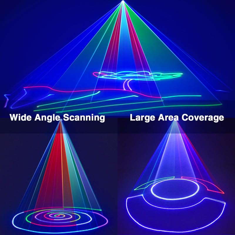 Ehaho Dj Laser Party Lights, 3D Animation Rgb Lazer Stage Lighting, Dmx512 Music Sound Activated Disco Projector Lights, Remote