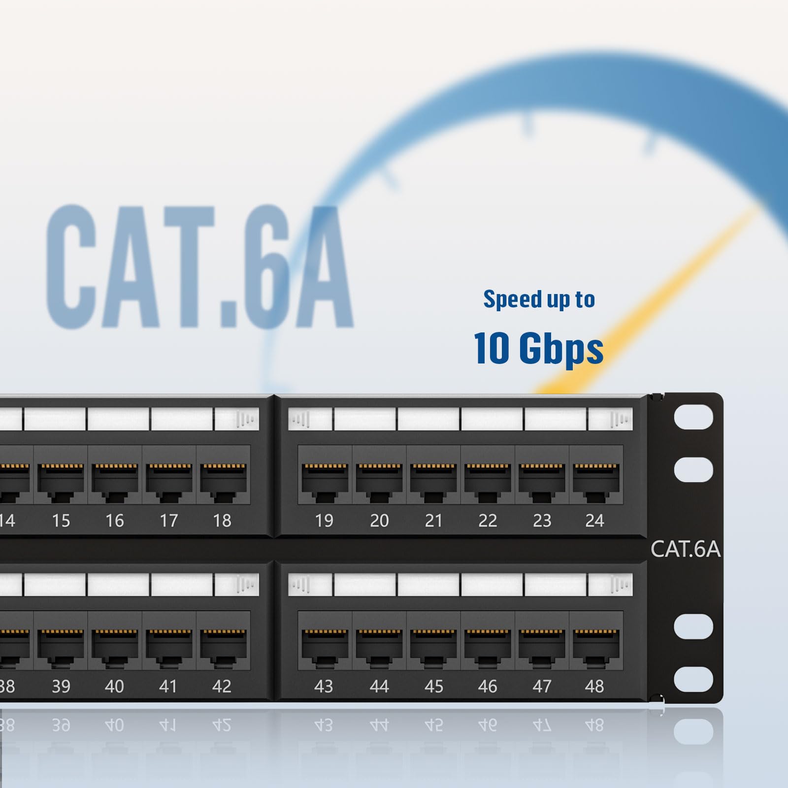 Fgb 10Gbps Cat6A Patch Panel 48 Port, Rj45 19'' Rackmount Or Wall Mount Patch Panel 2U, Network Patch Panel For Gigabit Network
