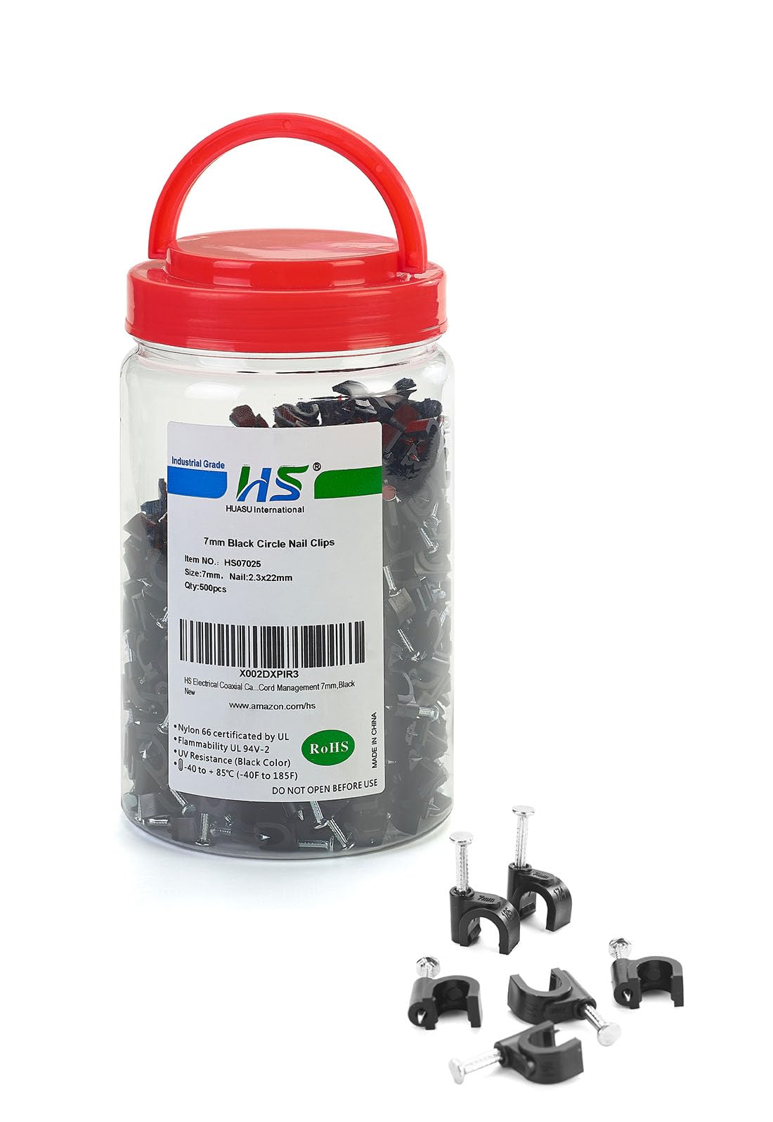 Hs Electrical Cat6 Coaxial Cable Clips Outdoor 500 Pack Nail In Wire Clamps,Nail Wire Holder Cord Management 7Mm,Black