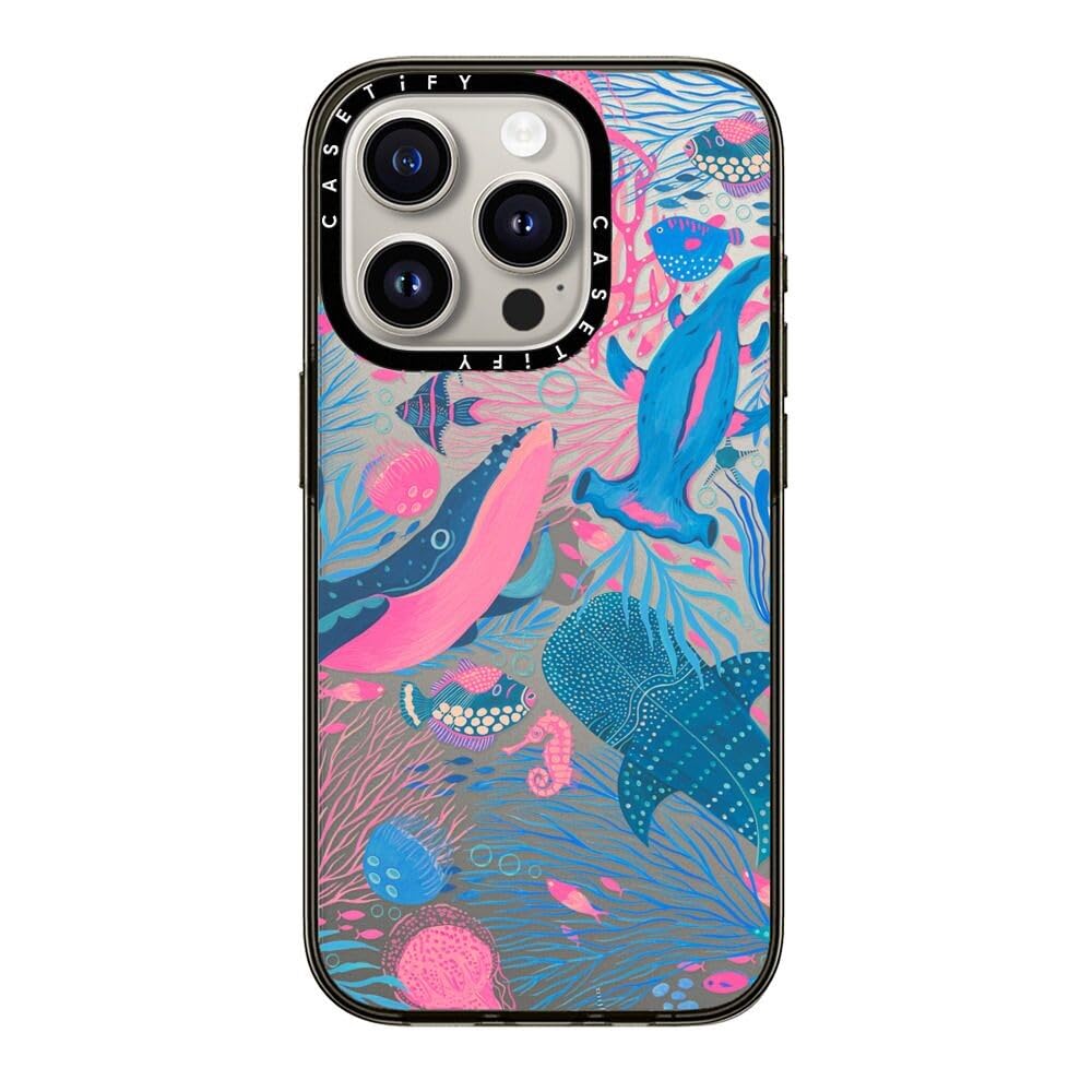 Casetify Compact Iphone 15 Pro Case [2X Military Grade Drop Tested / 4Ft Drop Protection]   Under The Sea   Clear Black