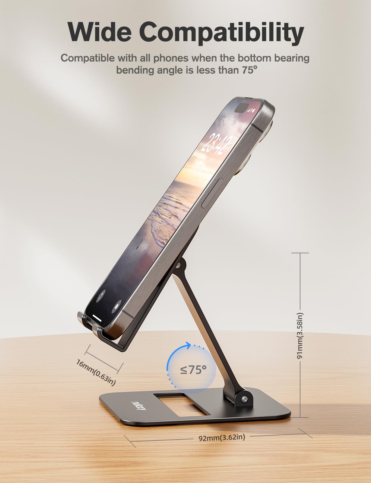 Nulaxy 2 Pack Dual Folding Cell Phone Stand, Fully Adjustable Phone Holder For Desk, Compatible With Phone 16 15 14 13 12 11, Ni