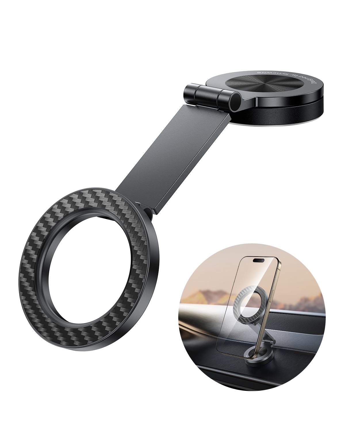 Syncwire For Magsafe Car Mount - [360 Rotation] Magnetic Phone Holder For Car, Adjustable Metal Arm, Car Magnet Phone Mount For 