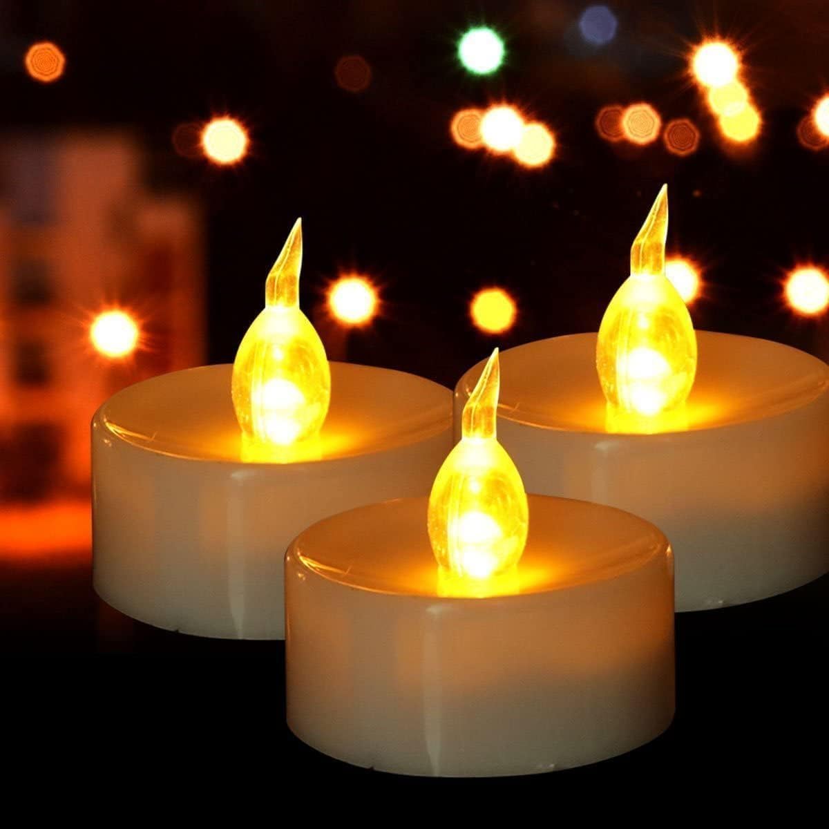 Battery Operated Tea Light Candles:200 Pack Flameless Led Realistic Flickering Candles 200+ Hours Electric Fake Candle In Warm Y