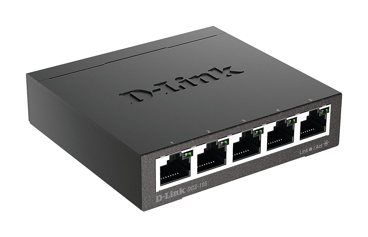 D Link Ethernet Switch, 5 Port Gigabit Unmanaged Metal Desktop Plug And Play Compact (Dgs 105),Black