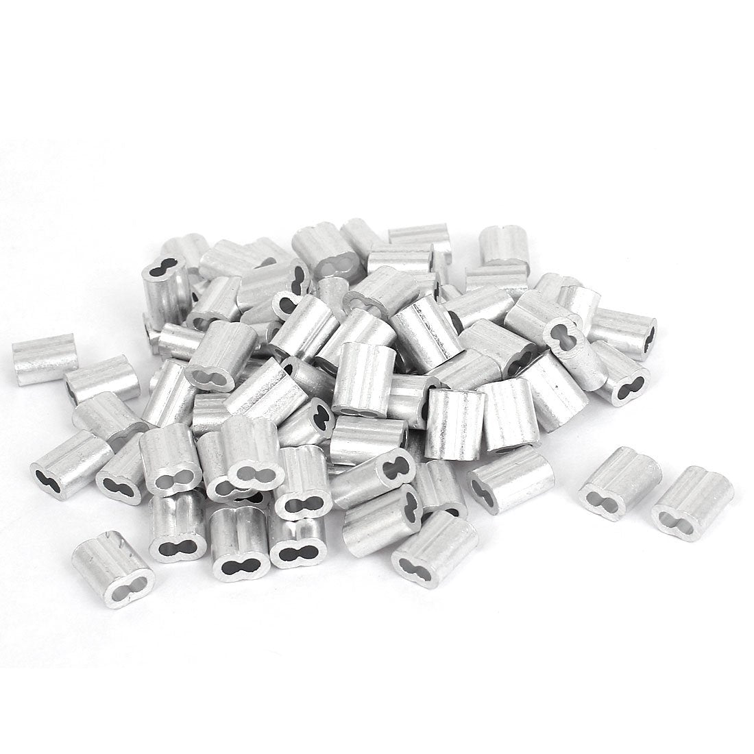 Uxcell 2Mm Wire Rope Aluminum Sleeves Clip Fittings Cable Crimps 100Pcs