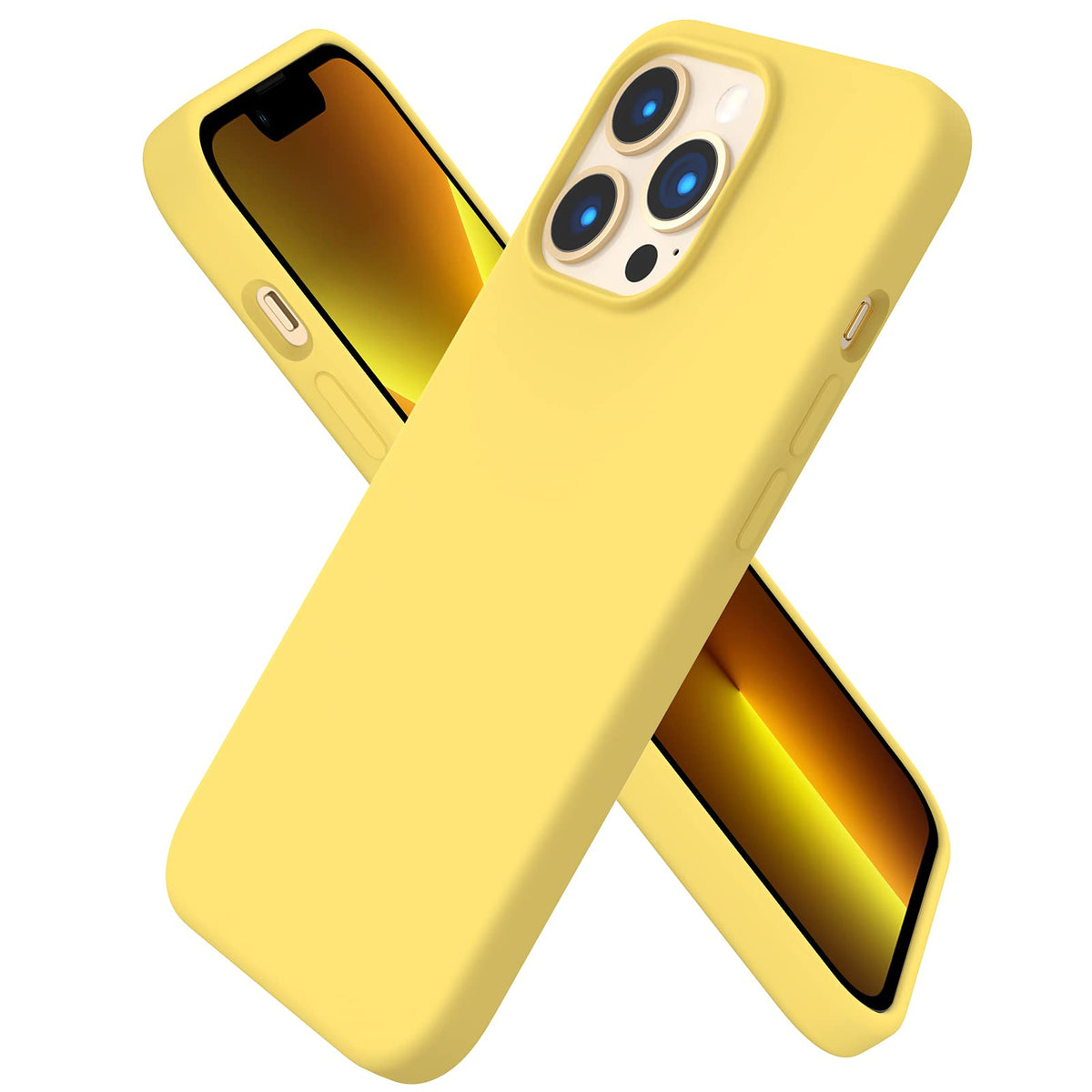 Ornarto Compatible With Iphone 13 Pro Case 6.1, Slim Liquid Silicone 3 Layers Full Covered Soft Gel Rubber Case Cover 6.1 Inch L