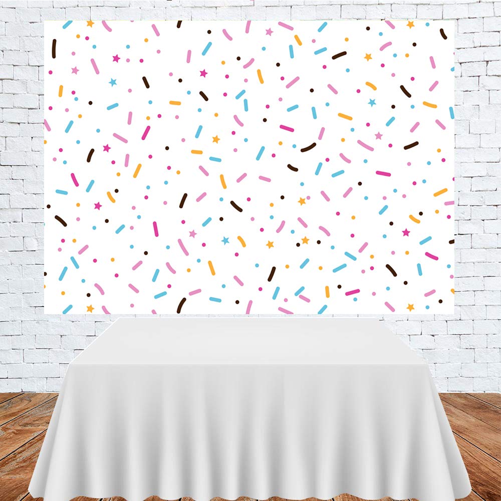 Lofaris Donut Theme Birthday Party Backdrop Donut Grow Up Bright Confetti Background Baby Shower Happy First Birthday Newborn Ba