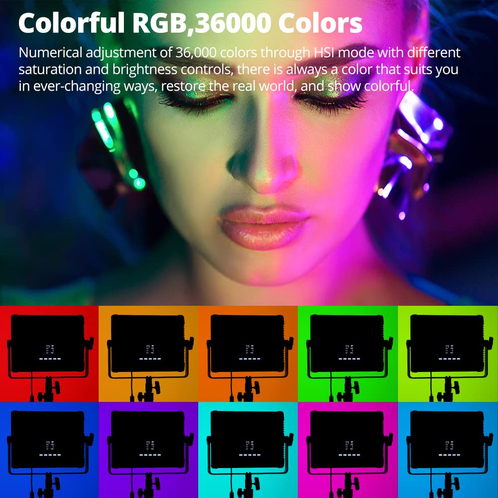 Ambitful P35R Rgb Video Lighting,Rgb Led Video Light With App Control,Photography Lighting Kit Cri/Tlci 97 For Tiktok Youtube, G