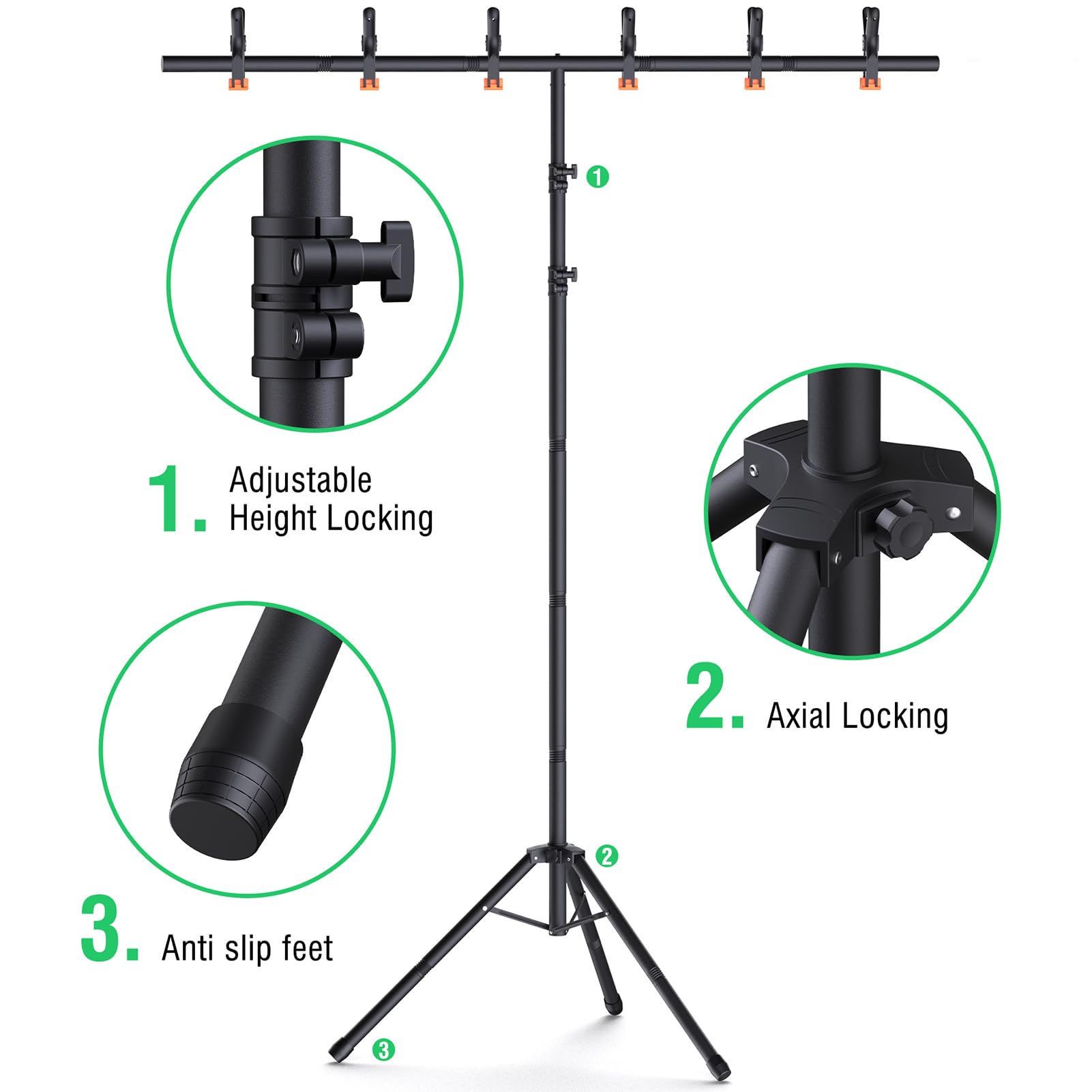 Forlogic Green Screen Backdrop Kit With Stand, 8X5.3Ft Portable Greenscreen Background Stand, T Backdrop Stand Kit For Streaming