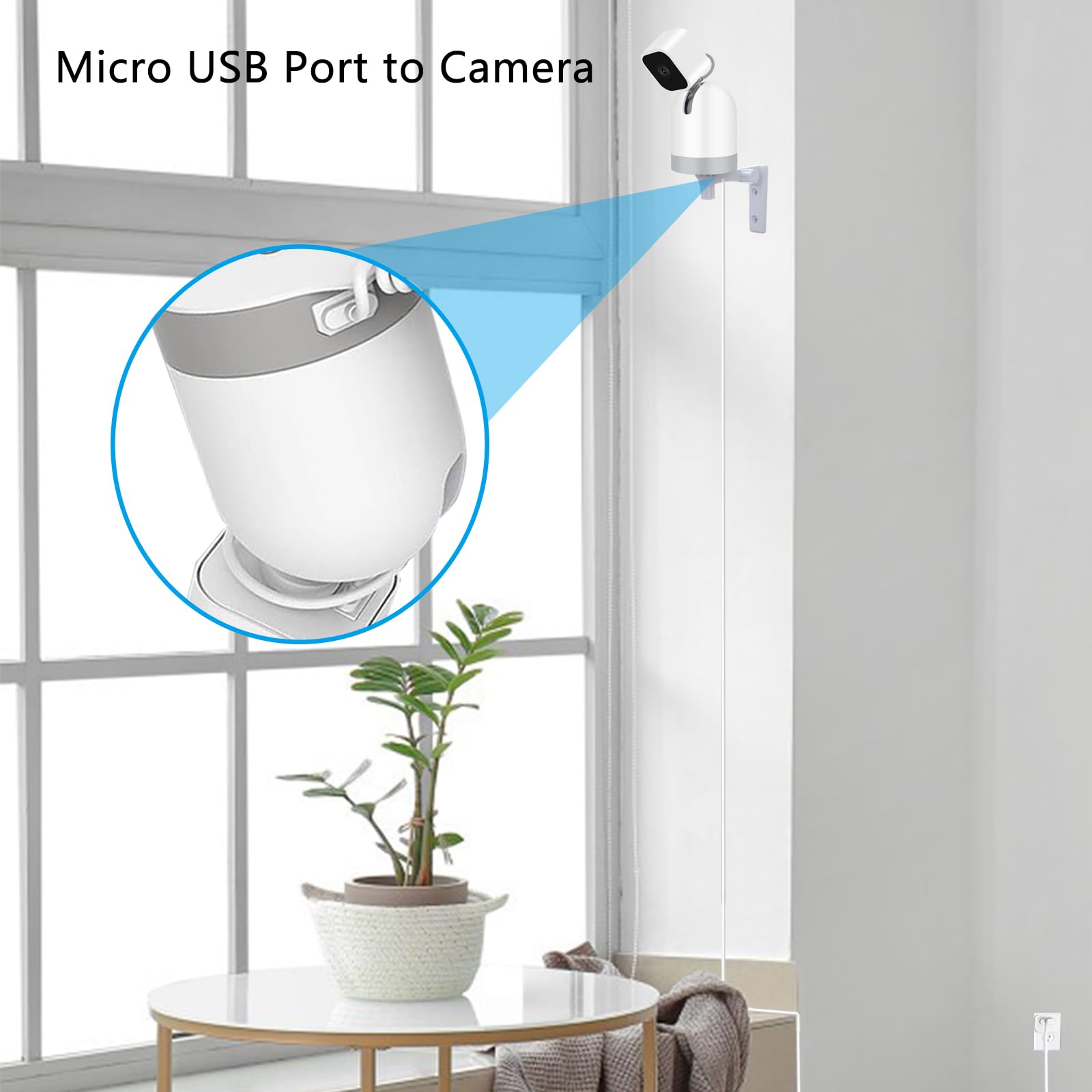 Tekcam Charger Extension Cable Compatible With Blink Mini Pan Tilt, Wyze Cam V4, Ring Indoor Cam (2Nd Gen), Micro Usb Extension