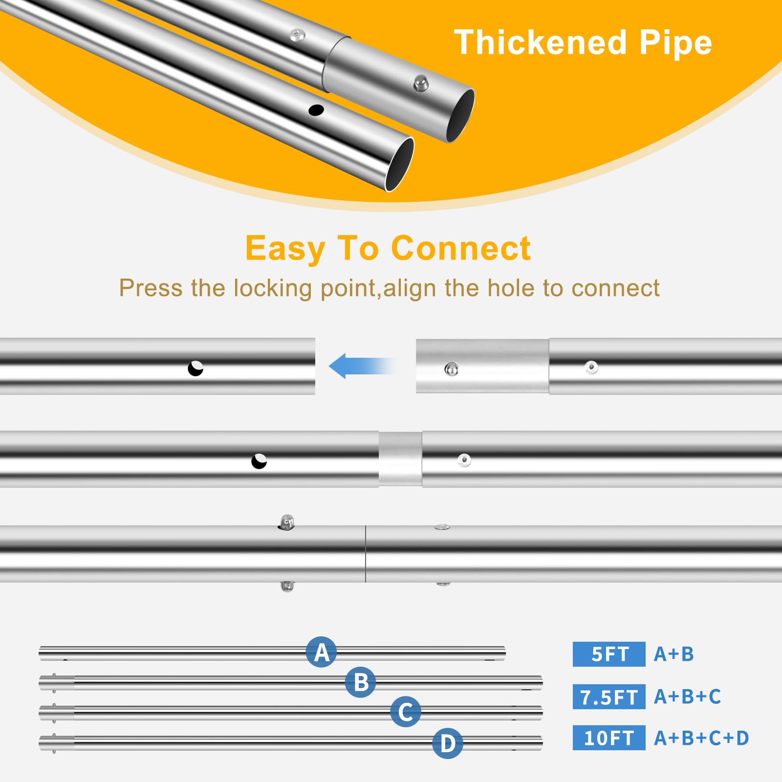 Mskira 9.2 X 10 Ft Stainless Steel Backdrop Stand Heavy Duty Adjustable Background Stand Backdrop Support Stand System Kit For P