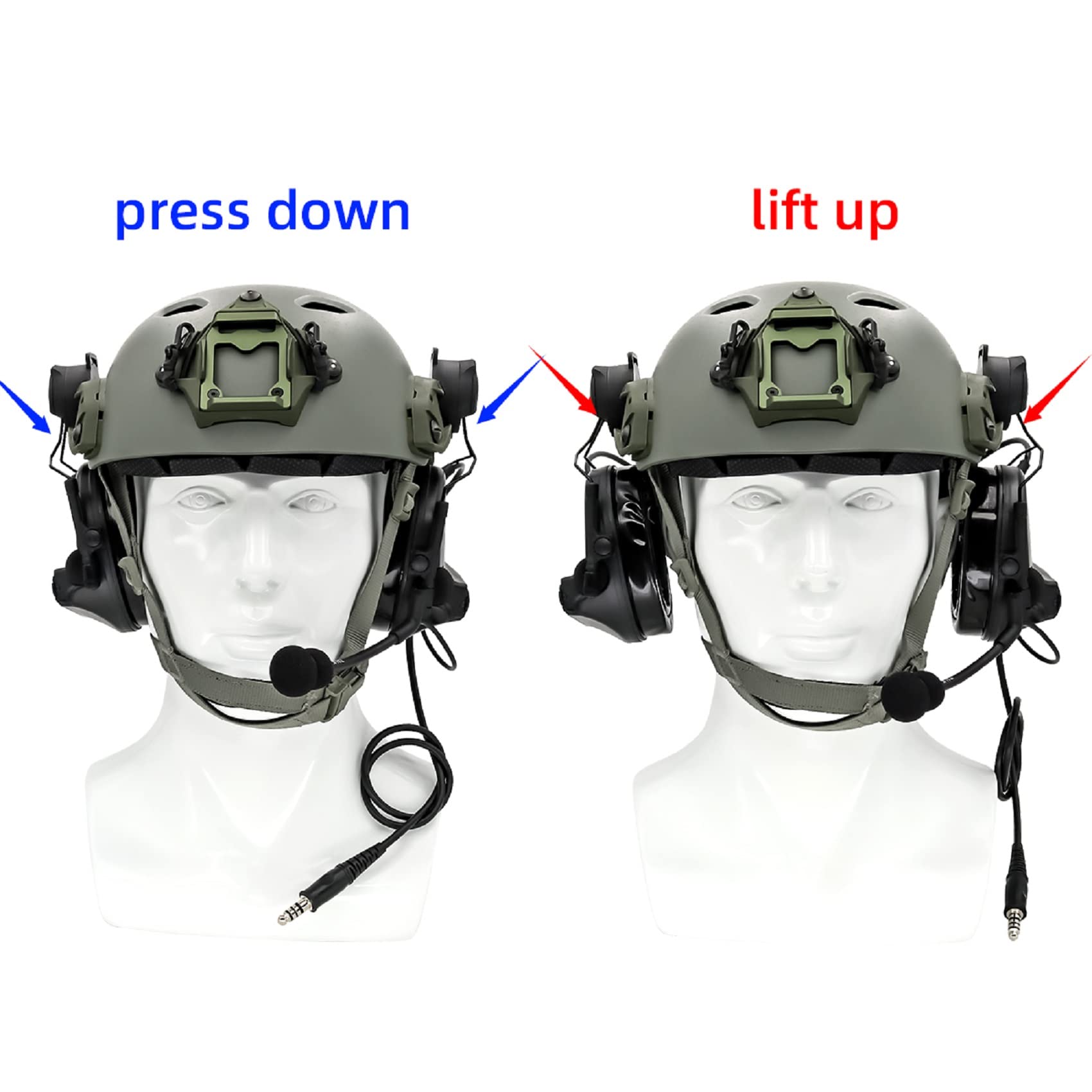 Hearfalcom Tactical Comta Iii Headset Helmet Arc Rail Adapter Bracket Version With U94 Ptt Adapter Compatible With Baofeng Uv 5R