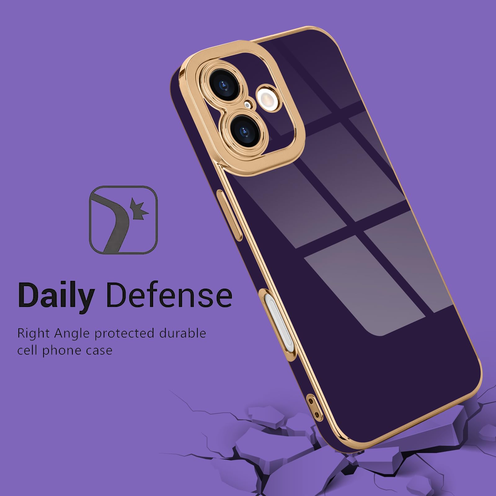 Lafunda Designed For Iphone 16 Plus Case Cute, Luxury Plating Case For Women Girls Gold Edge Soft Tpu Bumper Cover With Camera P