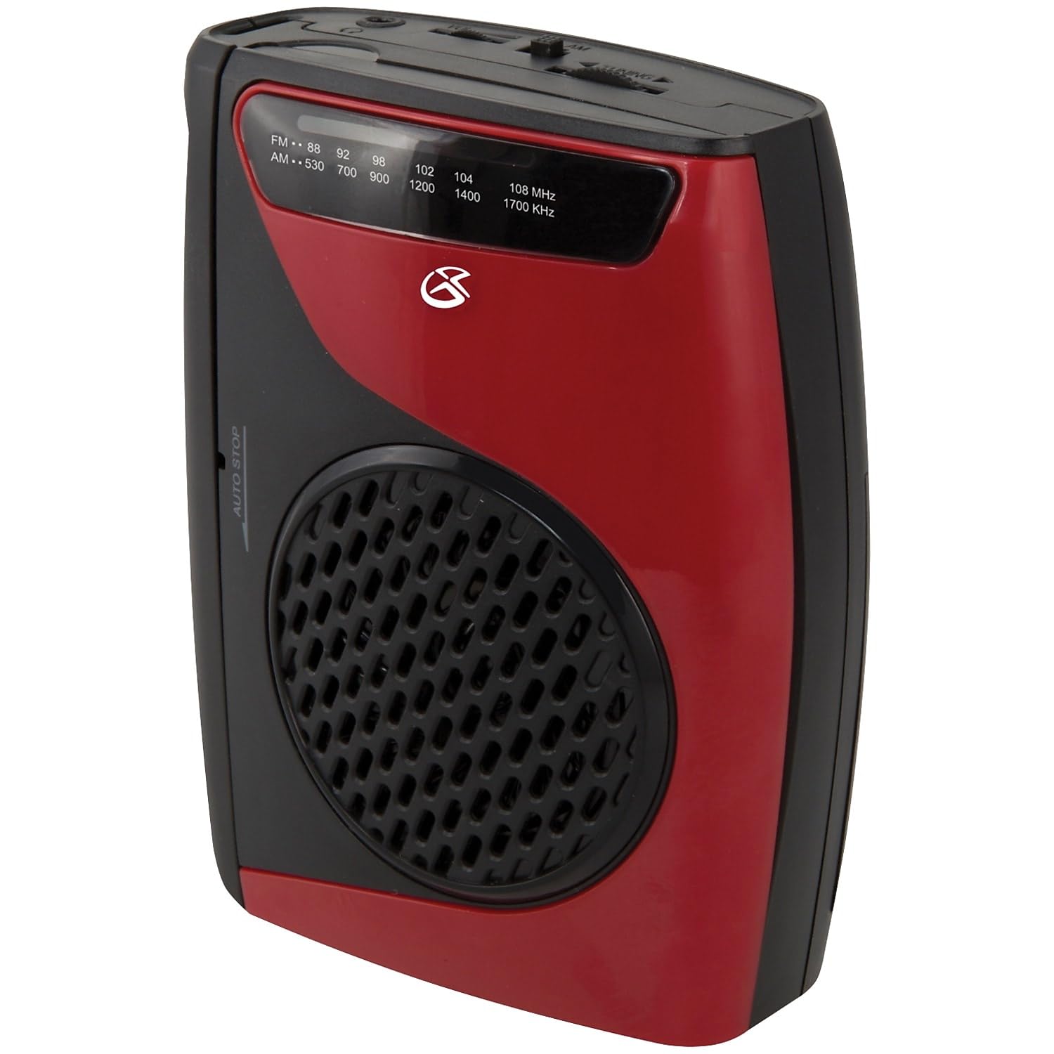 GPX Portable Cassette Player, Compatible With Headphone, 3.54 x 1.57 x 4.72 Inches, Requires 2 AA Batteries - Not Included, Red/