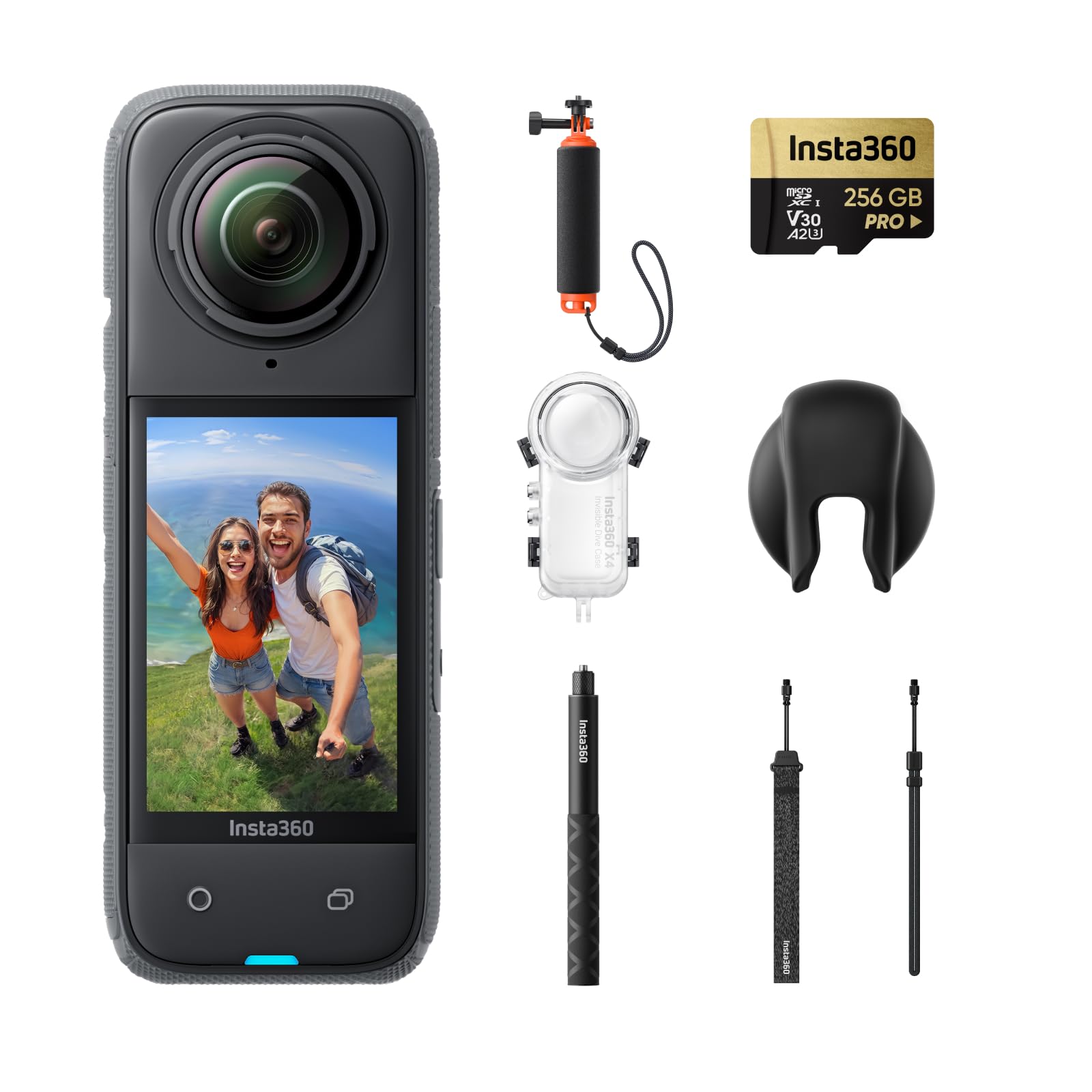 Insta360 X4 Invisible Dive Bundle - 8K Waterproof 360 Action Camera, 4K Wide-Angle Video, Invisible Selfie Stick, Removable Lens