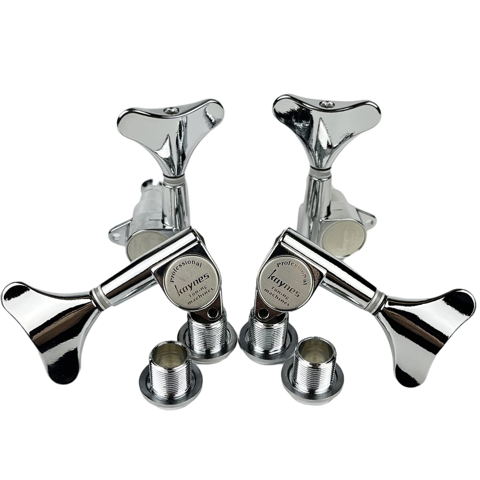 Kaynes Guitar Bass Tuners   1:18 Ratio Chrome Silver Headstock Sealed Machine Heads Tuners Closed Tuning Key Pegs Replacement Fo