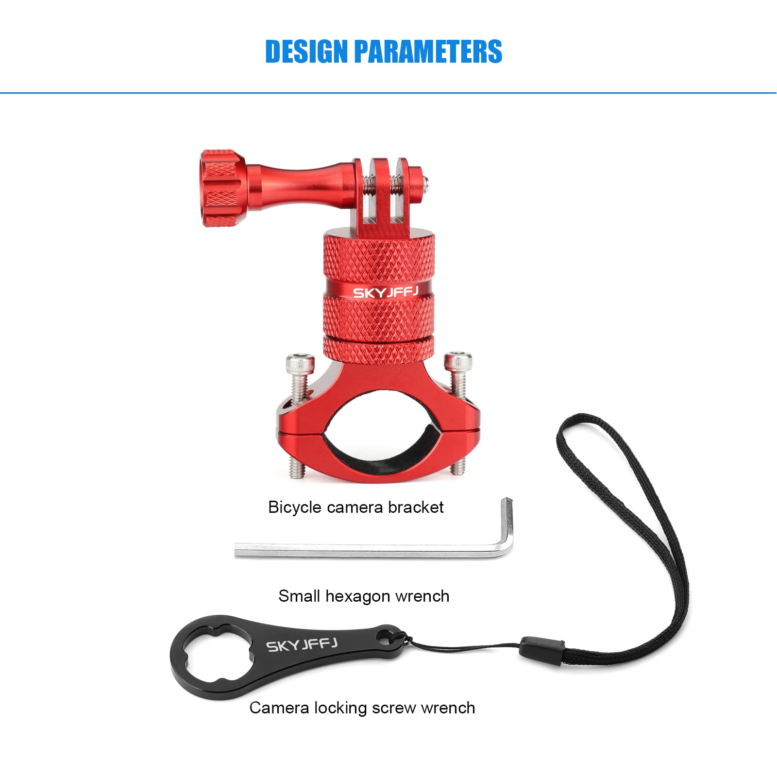 Skyjffj Mountain Bike Camera Handlebar Mount For Gopro Hero 8/9/10/11/12,360 Degree Rotation Aluminum Motorcycle Bicycle Rack Mount Holder For Dji Osmo Action,Akaso/Yi & Action Camera Accessories(Red)