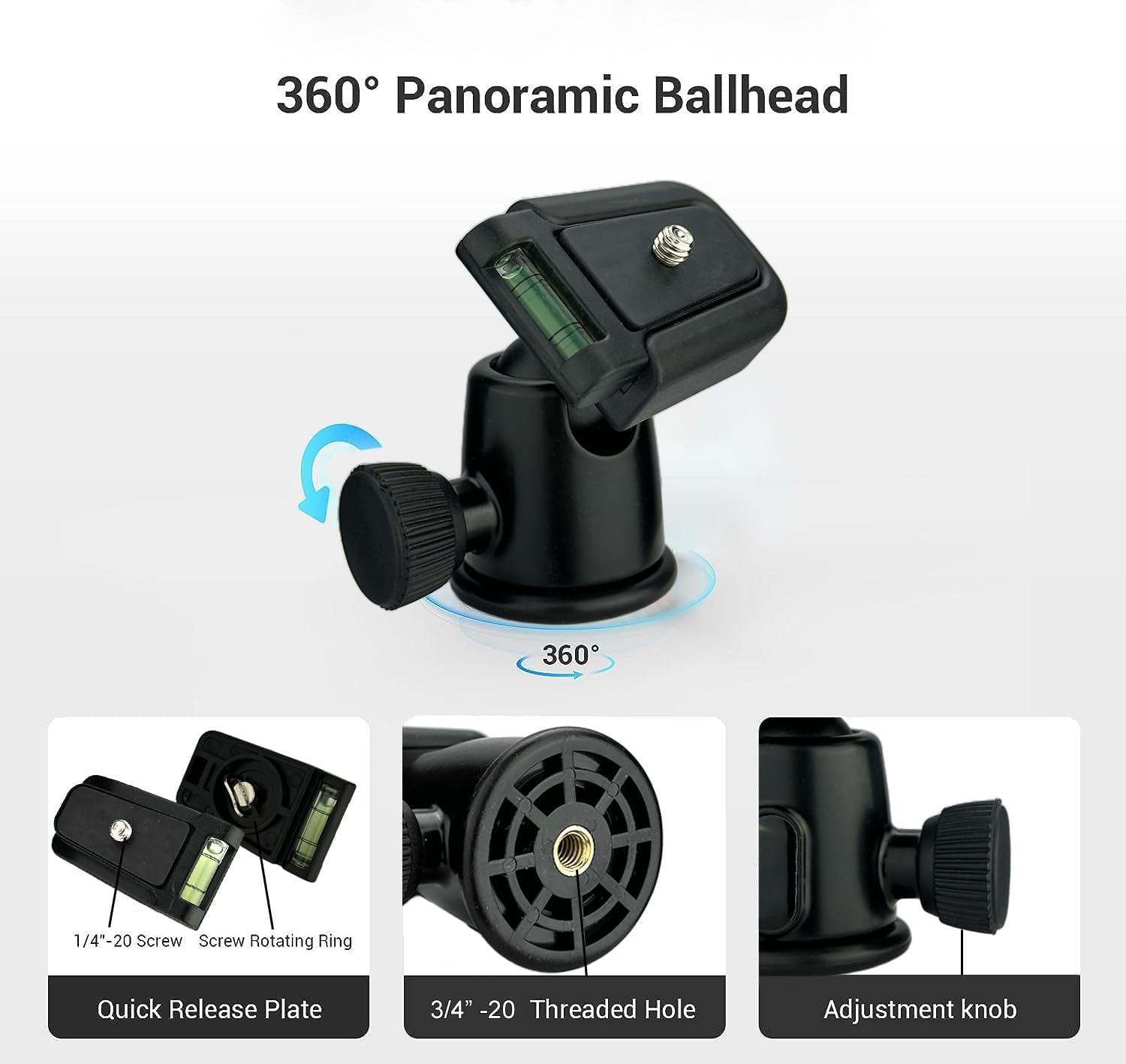 Acuvar Rotating Cell Phone Tripod Mount Adapter With Tripod Quick Release Ball Head 360 Rotatable For Universal Smartphone Samsu