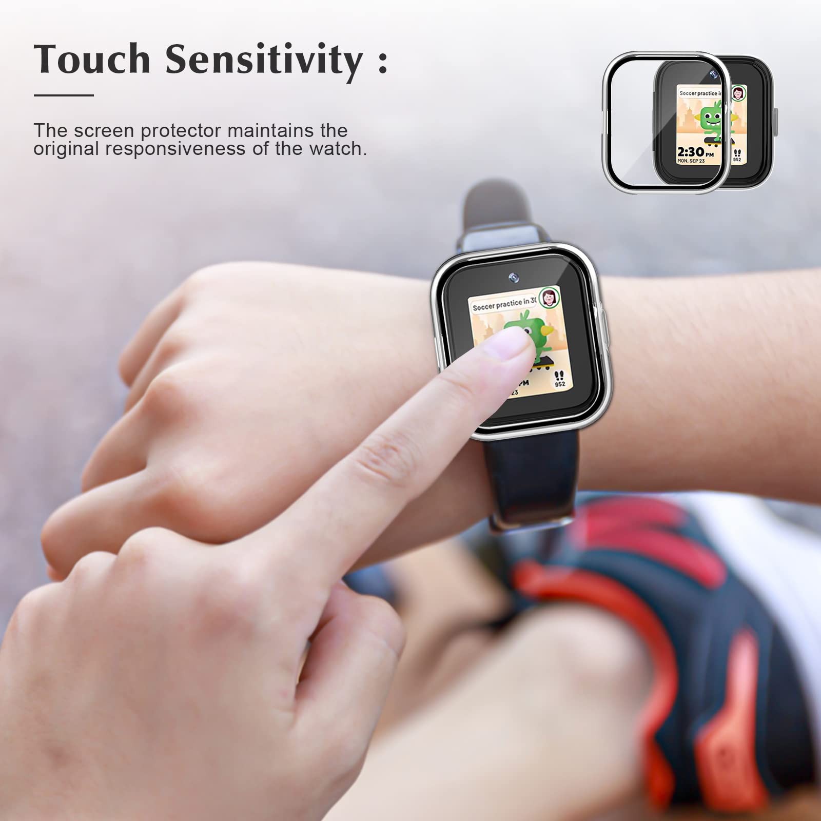 2 Pack Case Compatible With T Mobile Syncup Kids Watch Screen Protector, Hard Pc Case Build In Tempered Glass For Sync Up Kids W