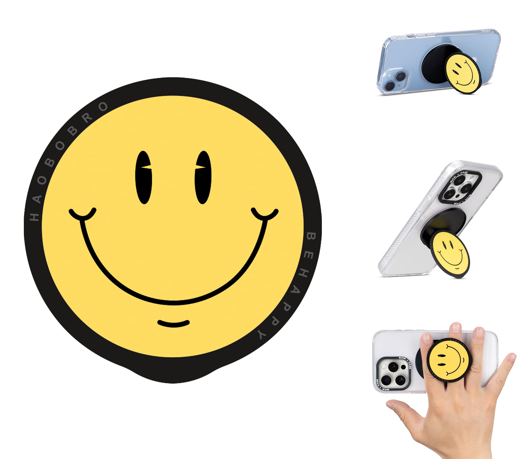 Haobobro Foldable Phone Grip - Magnetic Cell Phone Stand Holder - Compatible with Mag Safe - Removable Kickstand for iPhone 15/1