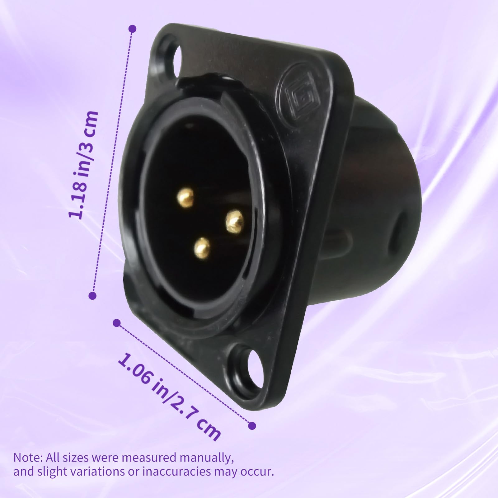 Riviera 25 Packs Xlr 3Pin Male Panel Mount Chassis, Fine Black Nickel Plated Housing With 24K Gold Plated Contacts(25 Pack Black