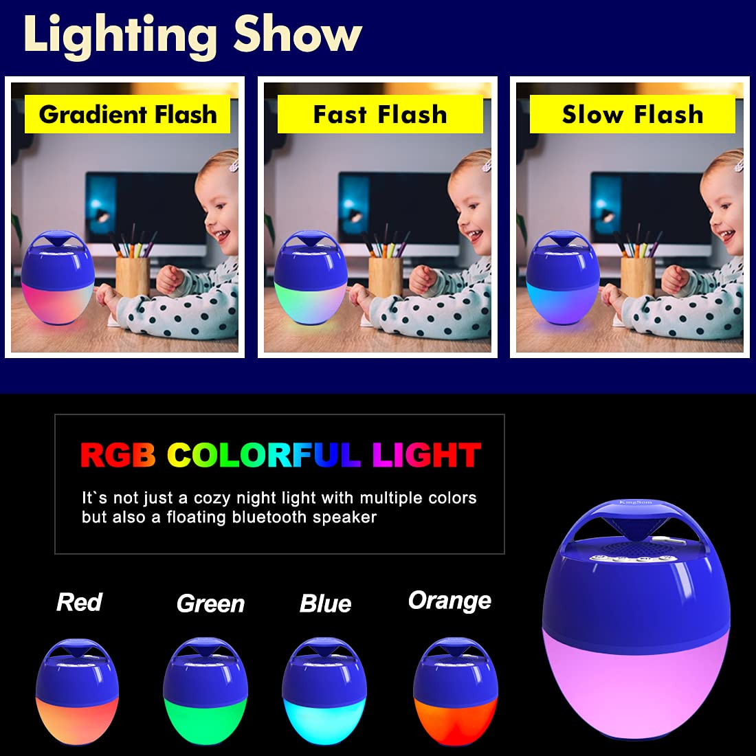 Portable Bluetooth Pool Speaker,Hot Tub Speaker With Colorful Lights,Ip68 Waterproof Floating Speaker,360� Surround Stereo Sound,85Ft Bluetooth Range,Hands Free Wireless Speakers For Shower Spa Home