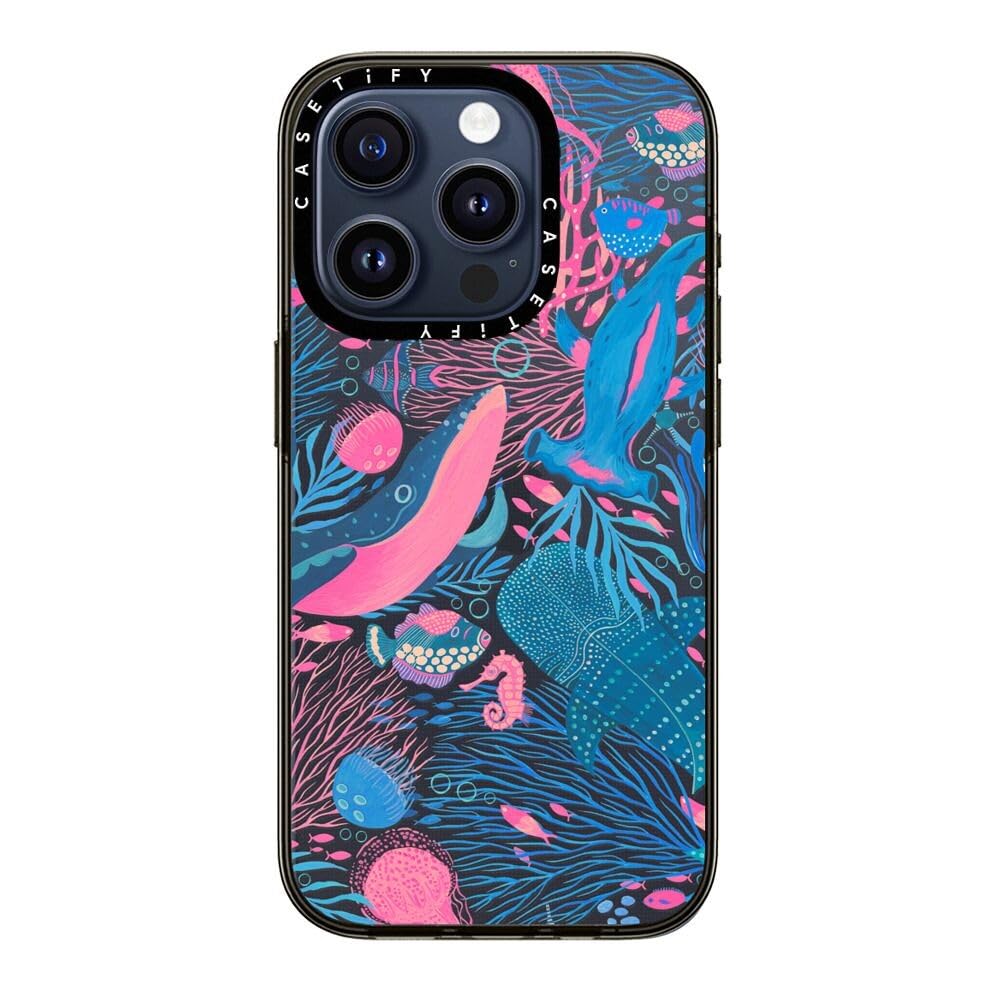 Casetify Compact Iphone 15 Pro Case [2X Military Grade Drop Tested / 4Ft Drop Protection]   Under The Sea   Clear Black
