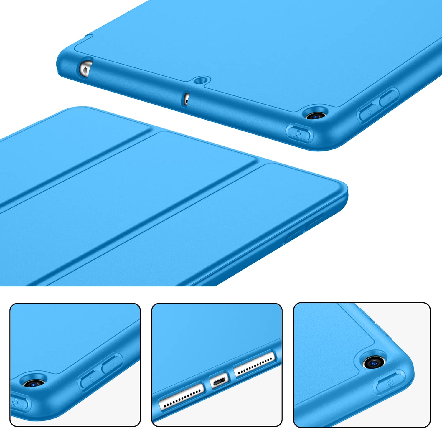 Imieet Ipad 9.7 Case (2018/2017 Model, 6Th/5Th Generation), Smart Cover With Pencil Holder And Soft Baby Skin Silicone Back And Full Body Protection, Auto Wake/Sleep Cover (Ocean Blue)