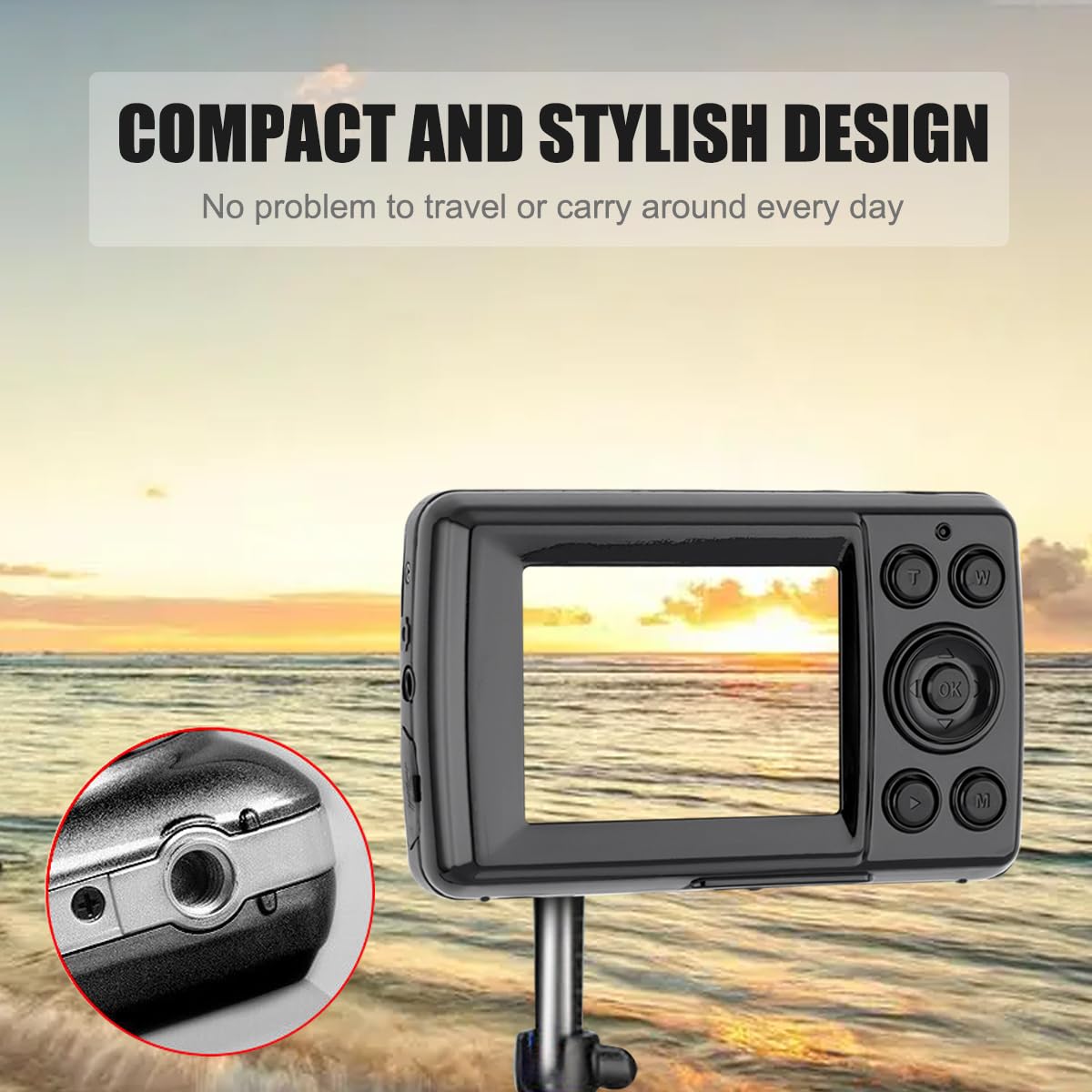 Acuvar 16Mp Megapixel Compact Digital Photo And Video Camera With 2.4'' Lcd Screen, Mic Input And Usb Media Transfer (Gold)