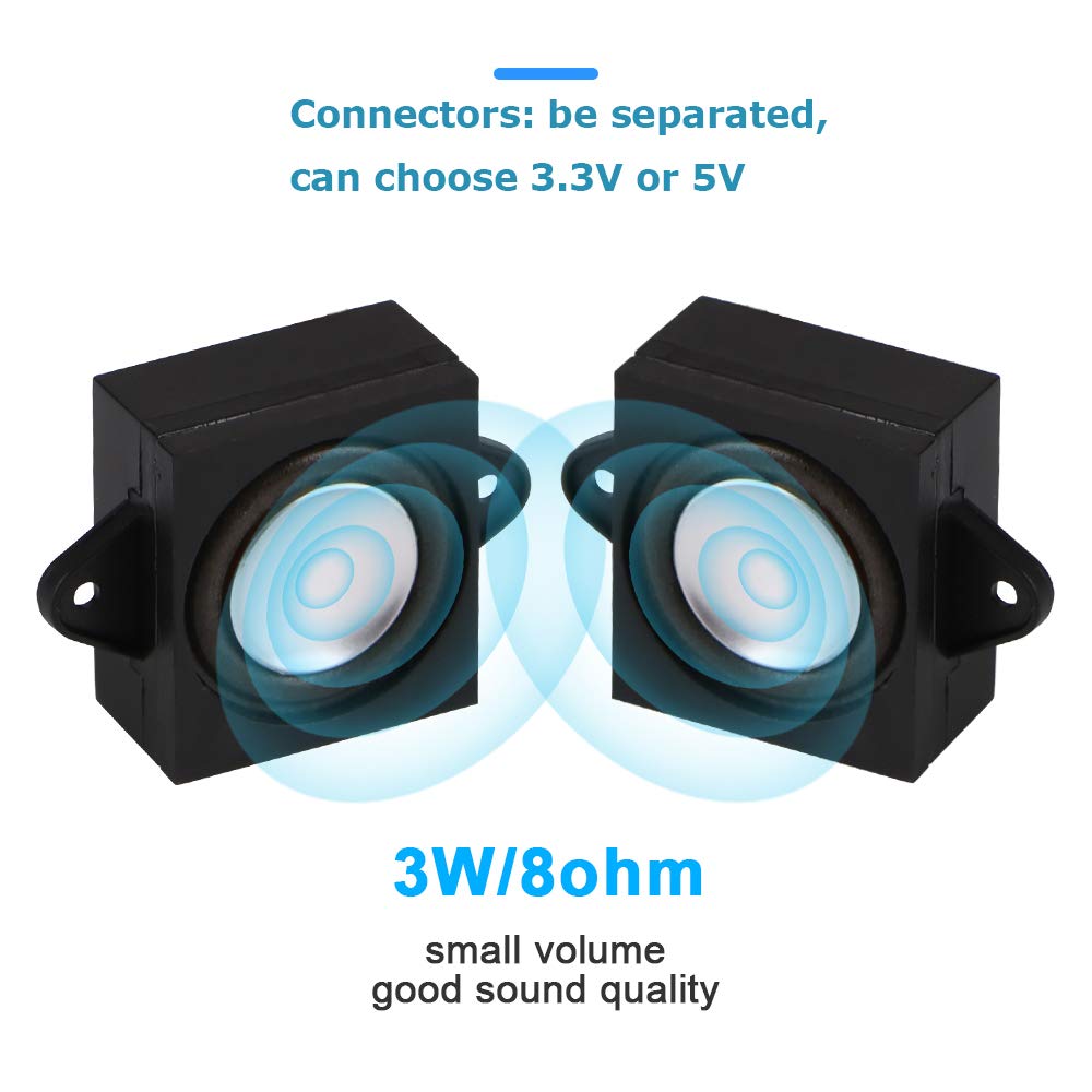 Makerhawk 2Pcs Speaker 3 Watt 8 Ohm Single Cavity Mini Speaker Full Range Cavity Mobile Portable Advertising Machine Speaker Connector Separating Interface 3.3V 5V