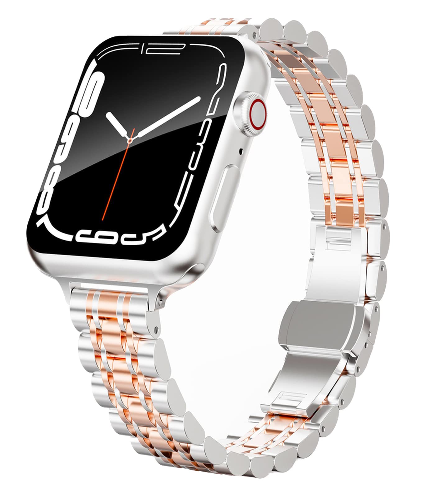 Aicumuza Slim Metal Watch Bands Compatible With Apple Watch 45Mm 42Mm 44Mm 49Mm, Thin Stainless Steel Link For Women Iwatch Seri