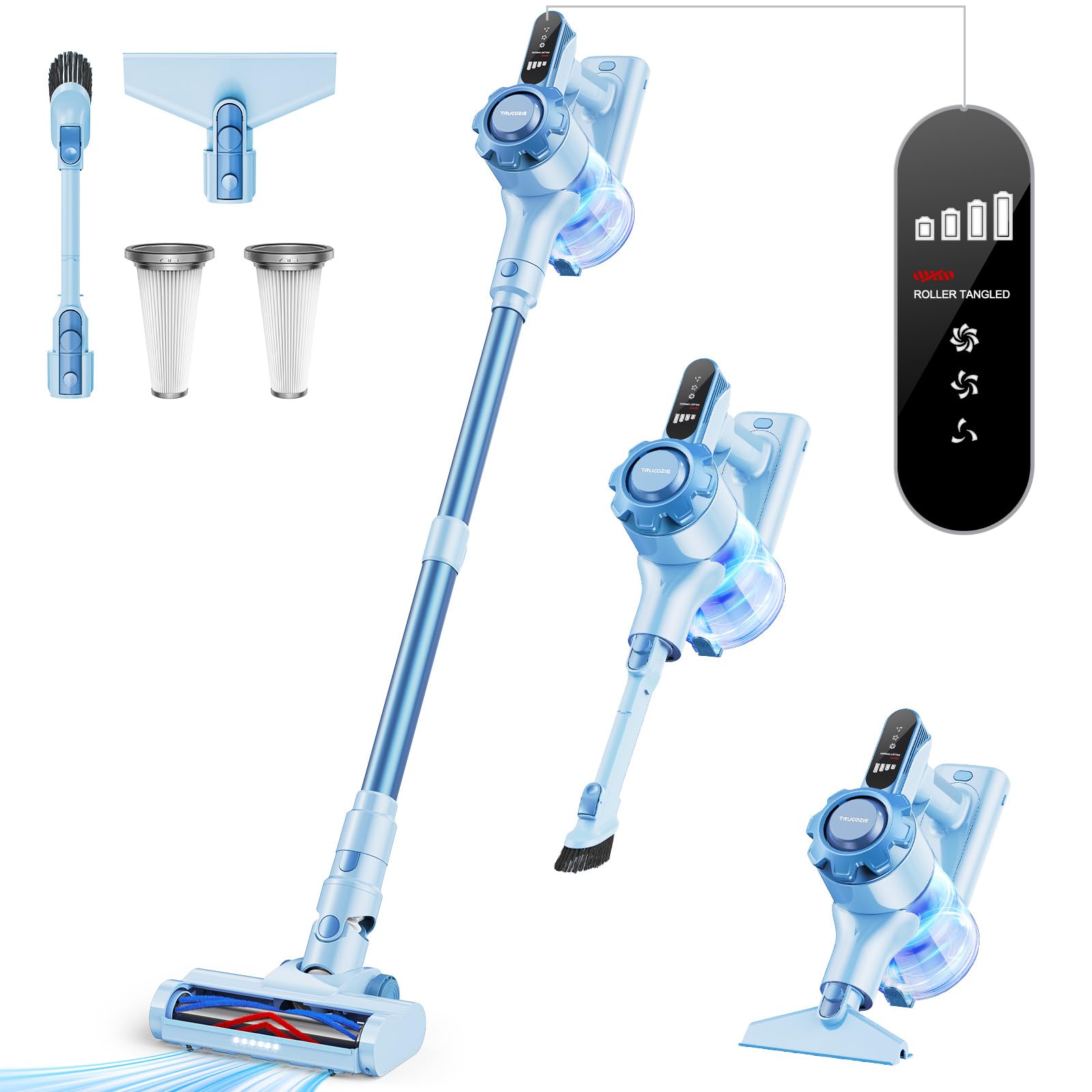 Trucozie Cordless Vacuum Cleaner, 8 In 1 Lightweight Stick Vacuum With 45Mins Runtime, Powerful Suction, Rechargeable Cordless V
