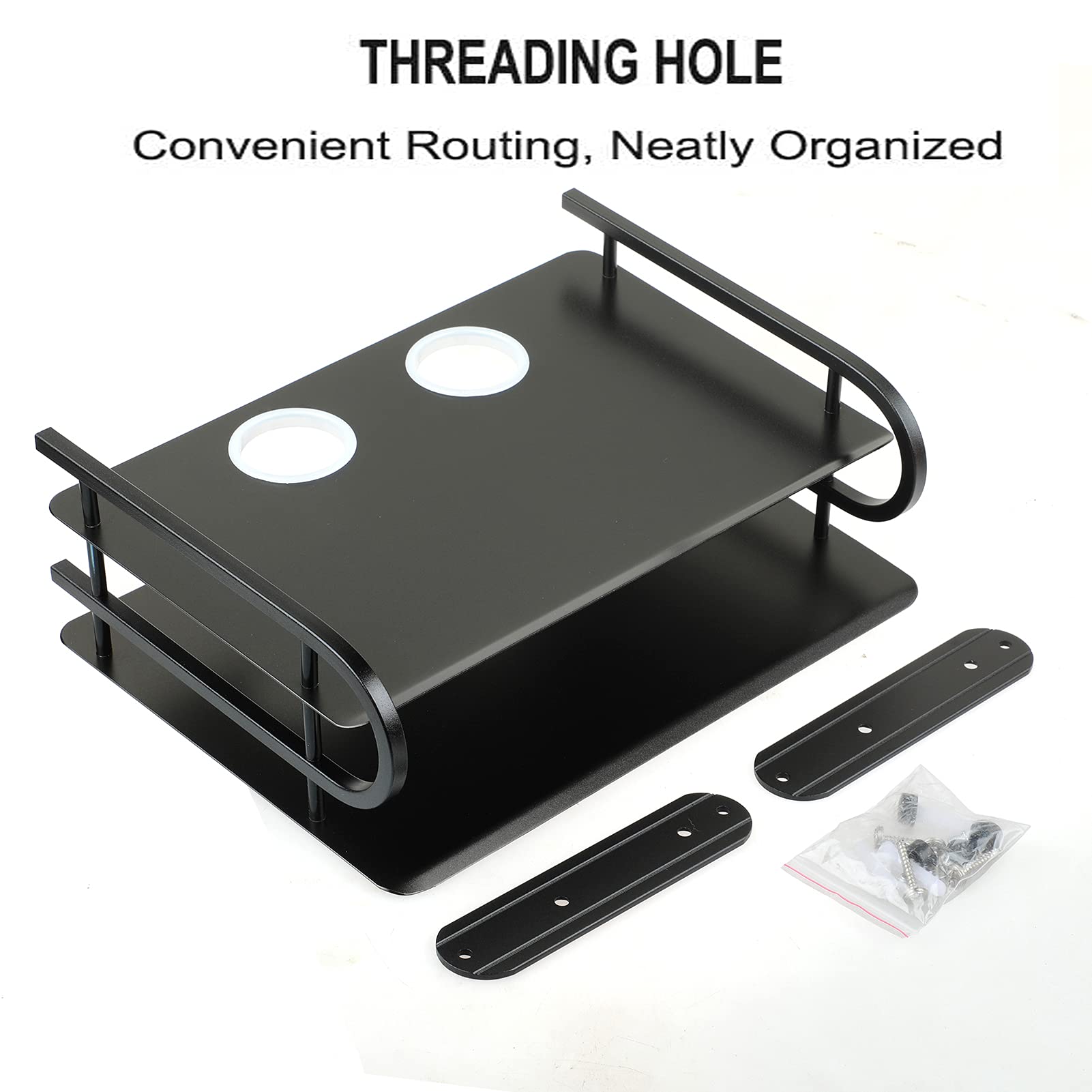 Z Color Black Metal Double Wireless Wifi Router Storage Box/Tv Set Box Shelf Wall Hanging Plug Board Bracket Cable Storage Organ