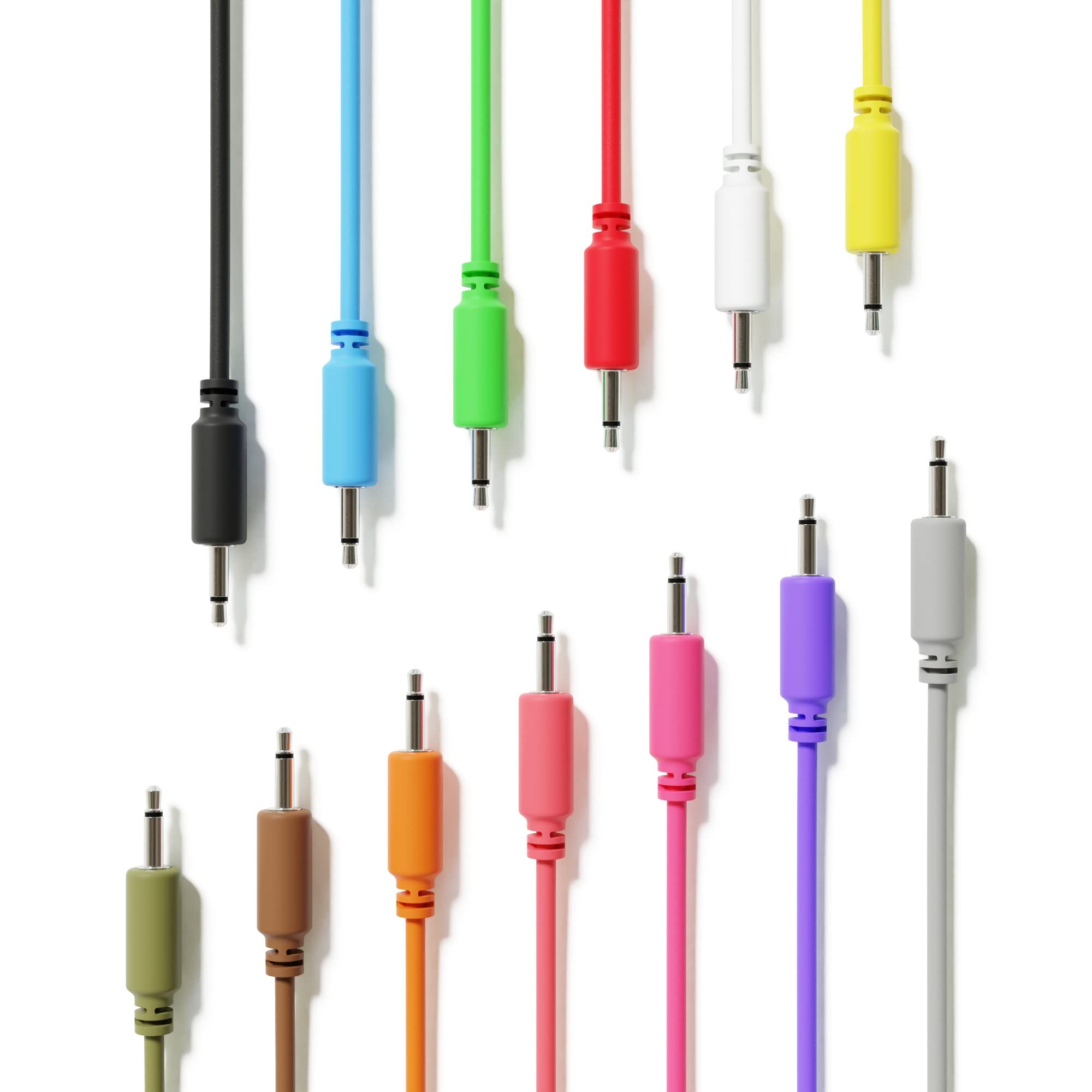 ExcelValley - Mono Modular Patch Cables TS 3.5mm 1/8 inch Eurorack Synthesizer [13-Pack | 20 cm - 7.87]