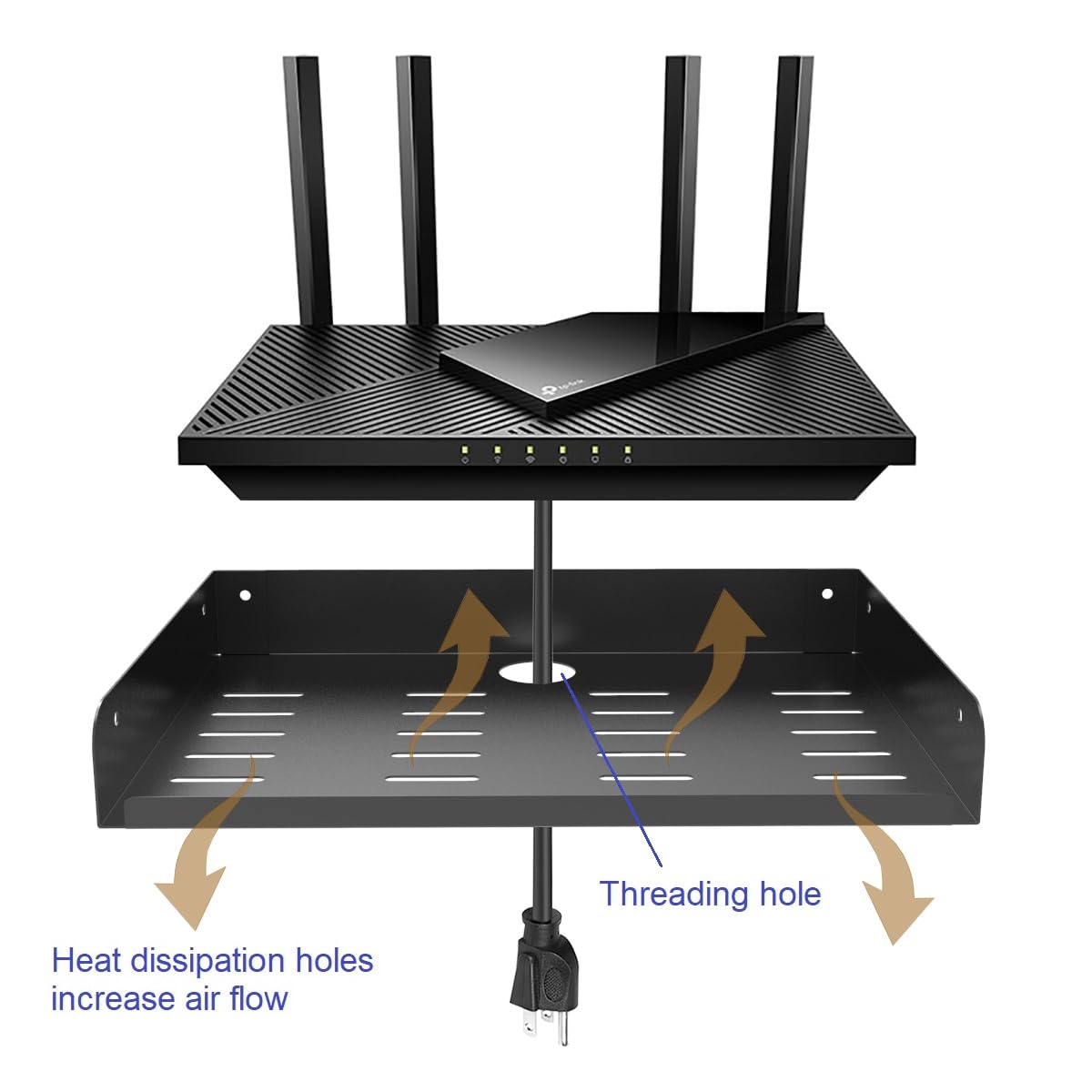 Jingchengmei Metal Floating Wall Mounted Shelf Bracket For Av, Tv Accessories, Wifi Router, Tv Box, Cable Boxes, Dvd Player, Games Consoles Or Other Small Projectors (12 Inches Width)