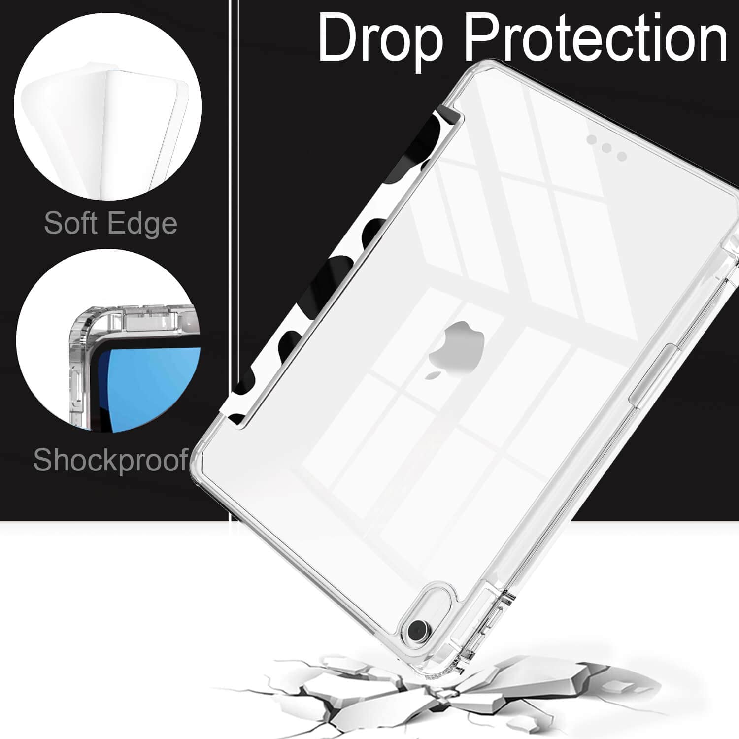 Feams Case For Ipad 10Th Generation 10.9 Inch Case, Slim Lightweight Trifold Ipad 10.9 Case Clear Back Transparent Cover With Pe